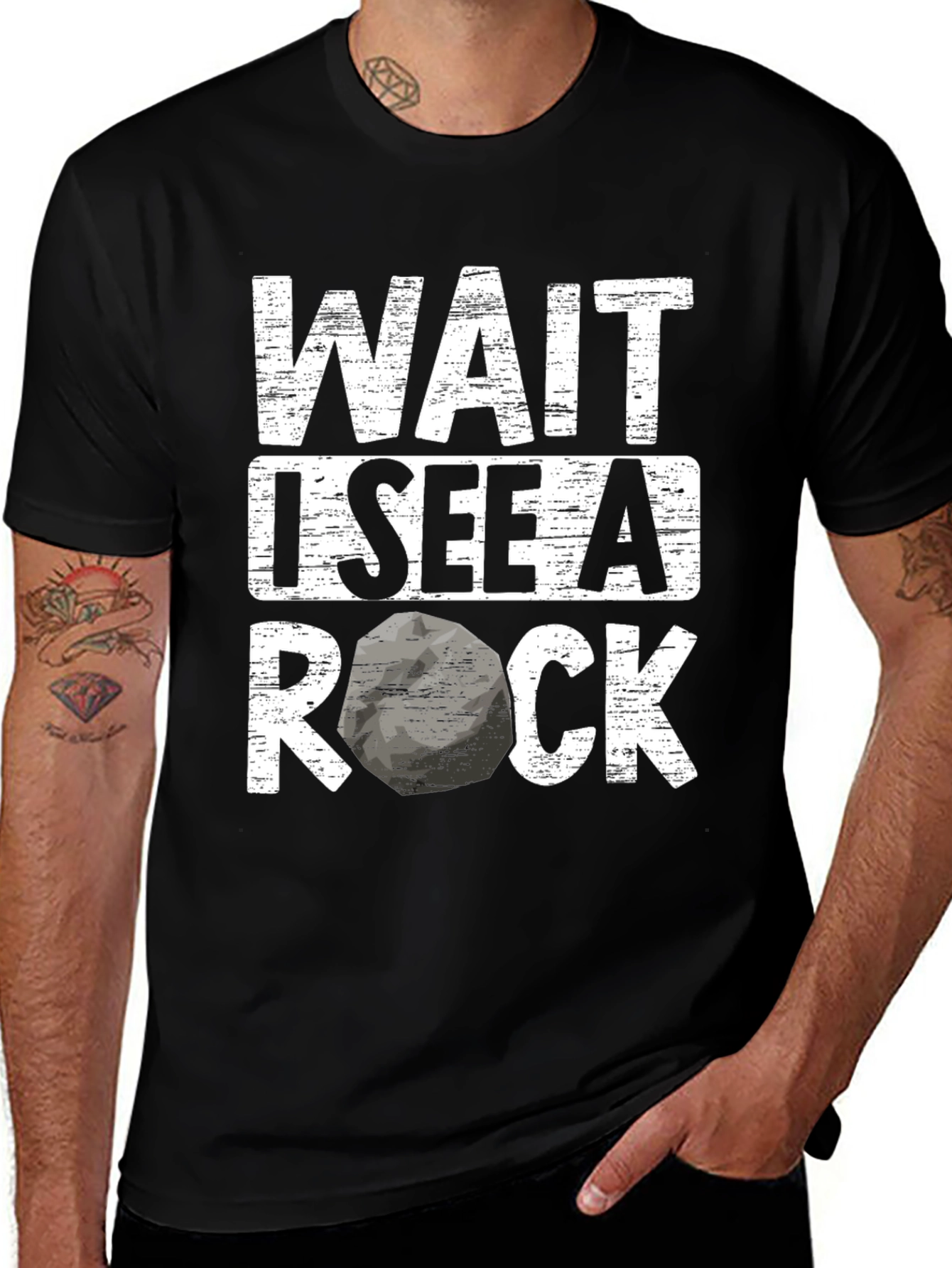 Variant 20 of Wait I See a Rock Graphic Tee - Black Cotton