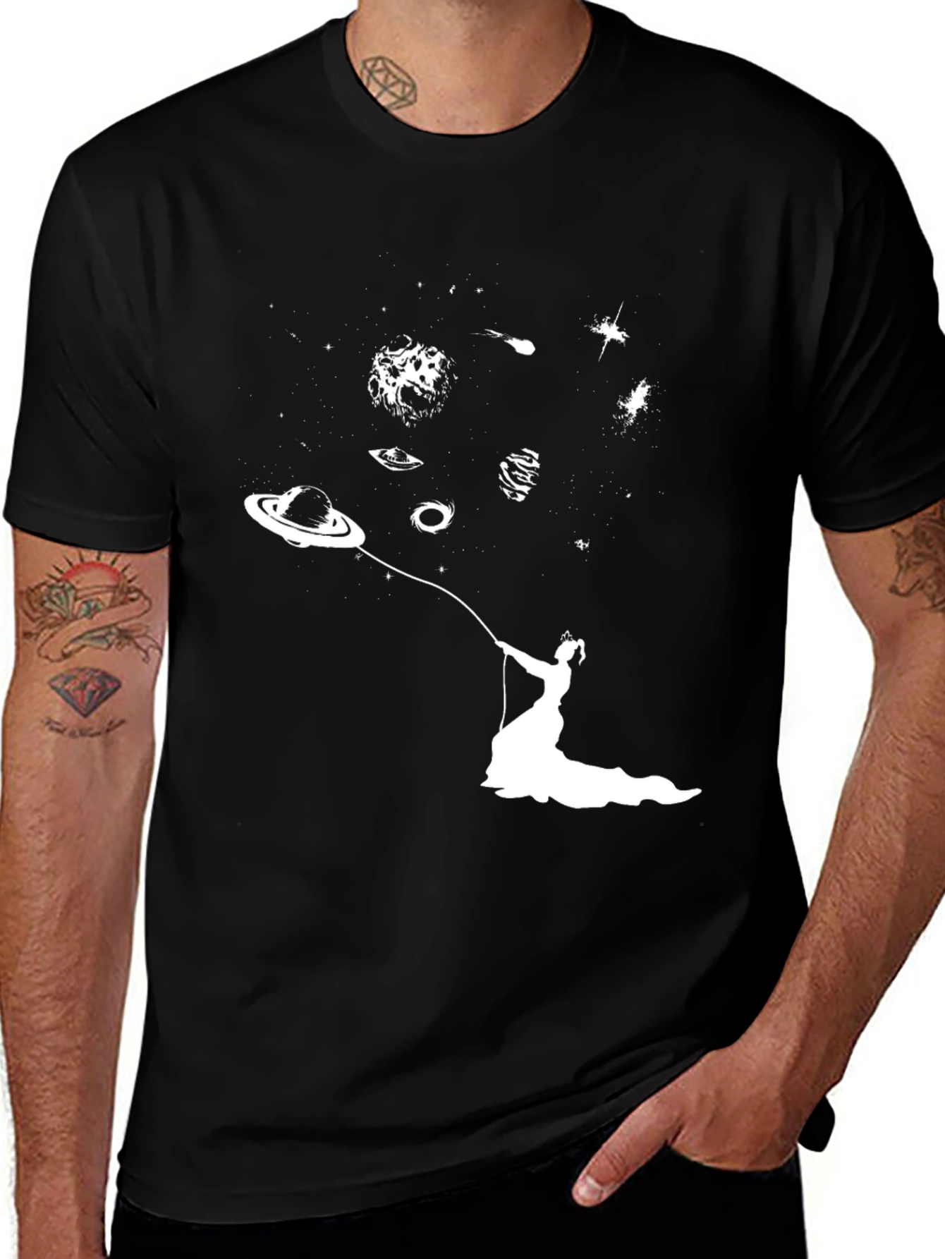 Variant 2 of Celestial Dream T-Shirt - Space Girl Design