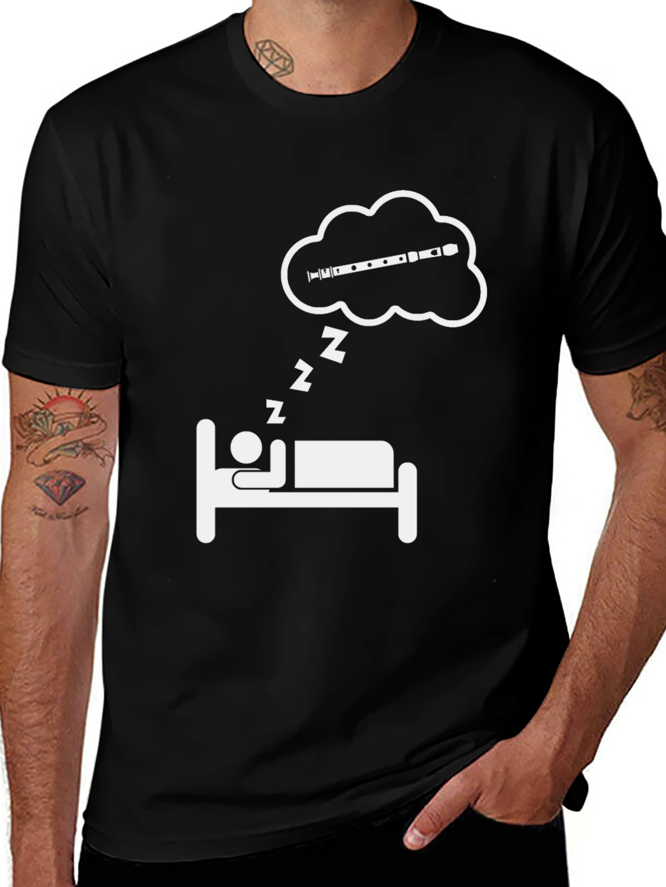 Variant 24 of Dreaming Flute T-Shirt - Musician's Sleep Tee