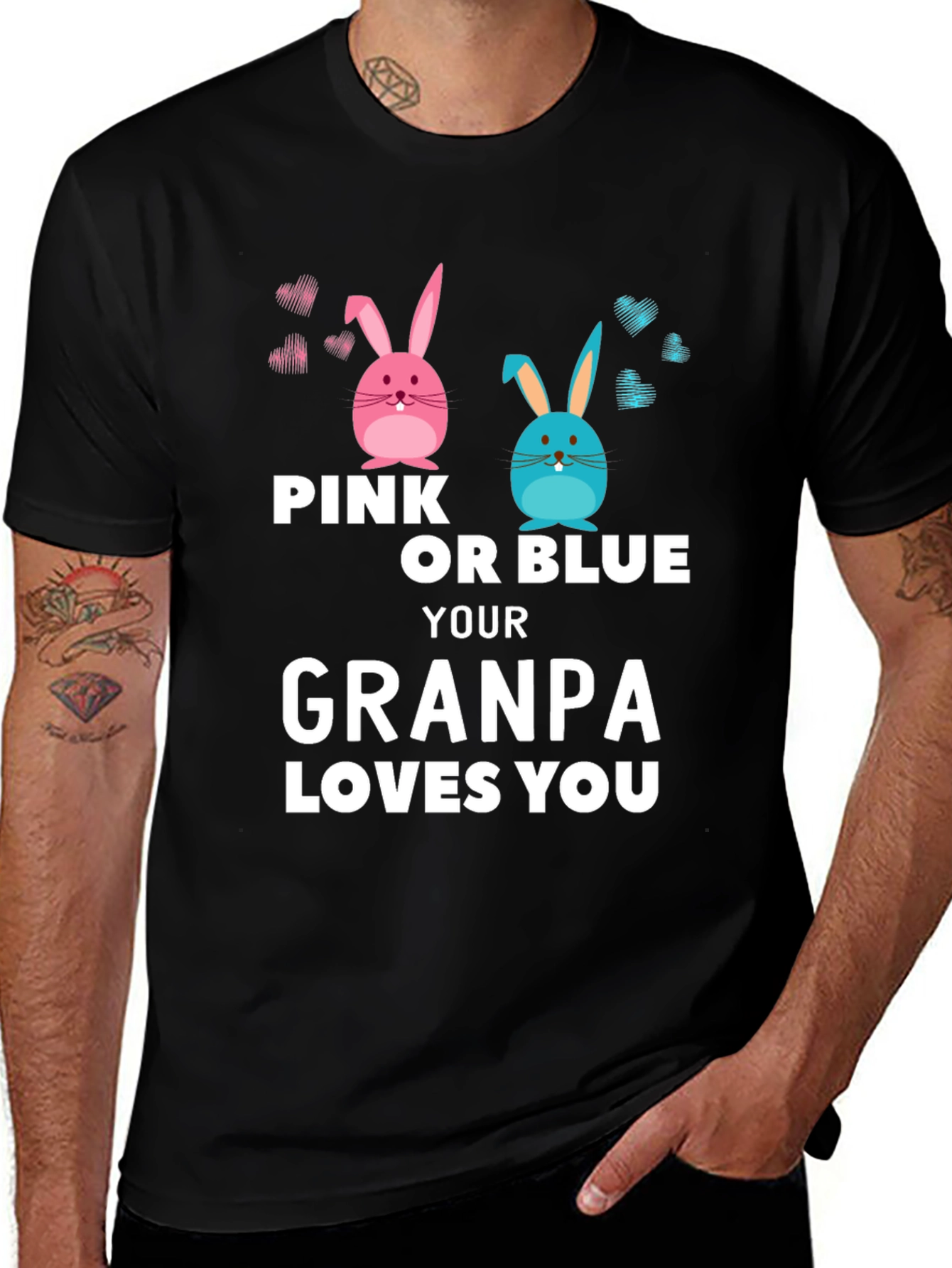 Variant 22 of Pink or Blue Grandpa Loves You T-Shirt