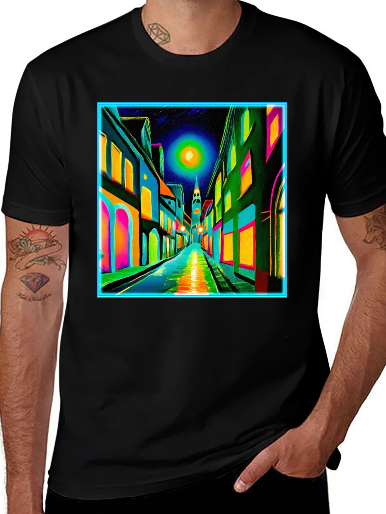 Variant 7 of Neon Cityscape T-Shirt - Vibrant Street Art Tee