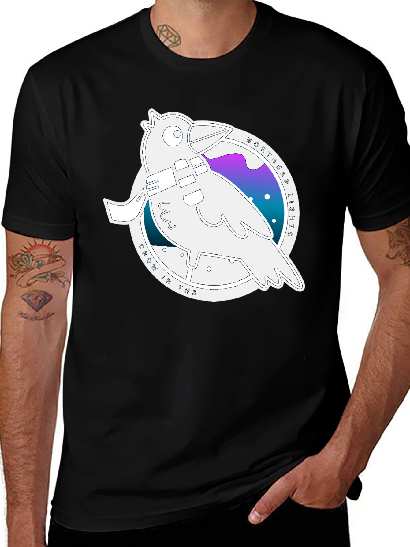 Northern Lights Crow Graphic T-Shirt