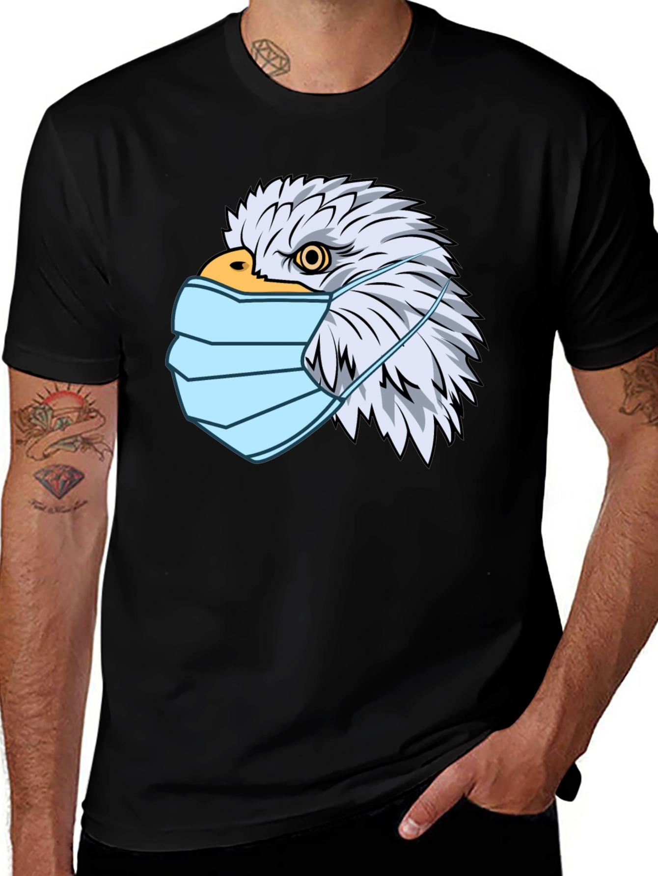 Black Eagle Mask Graphic T-Shirt - Patriotic Style main image