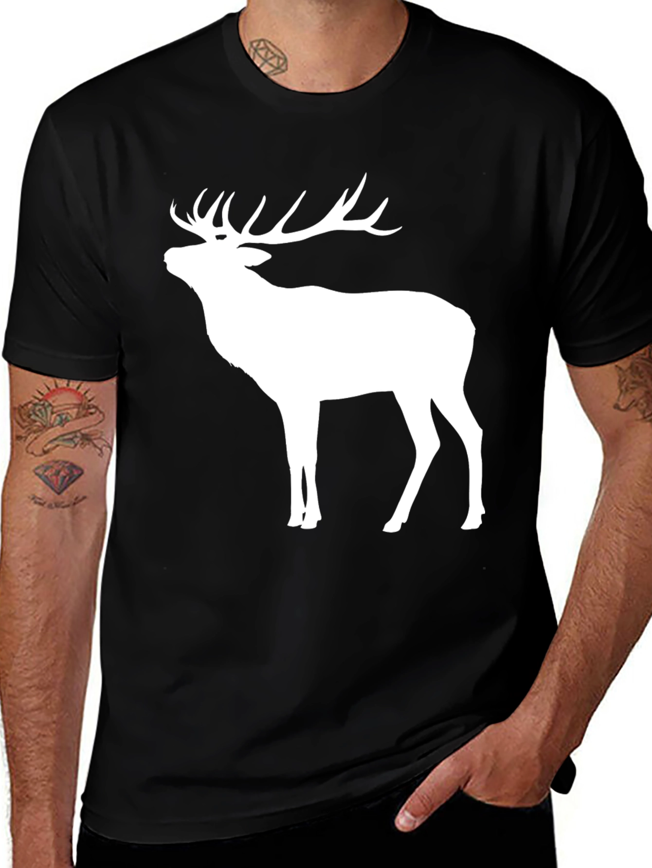 Variant 11 of Deer Silhouette Black T-Shirt