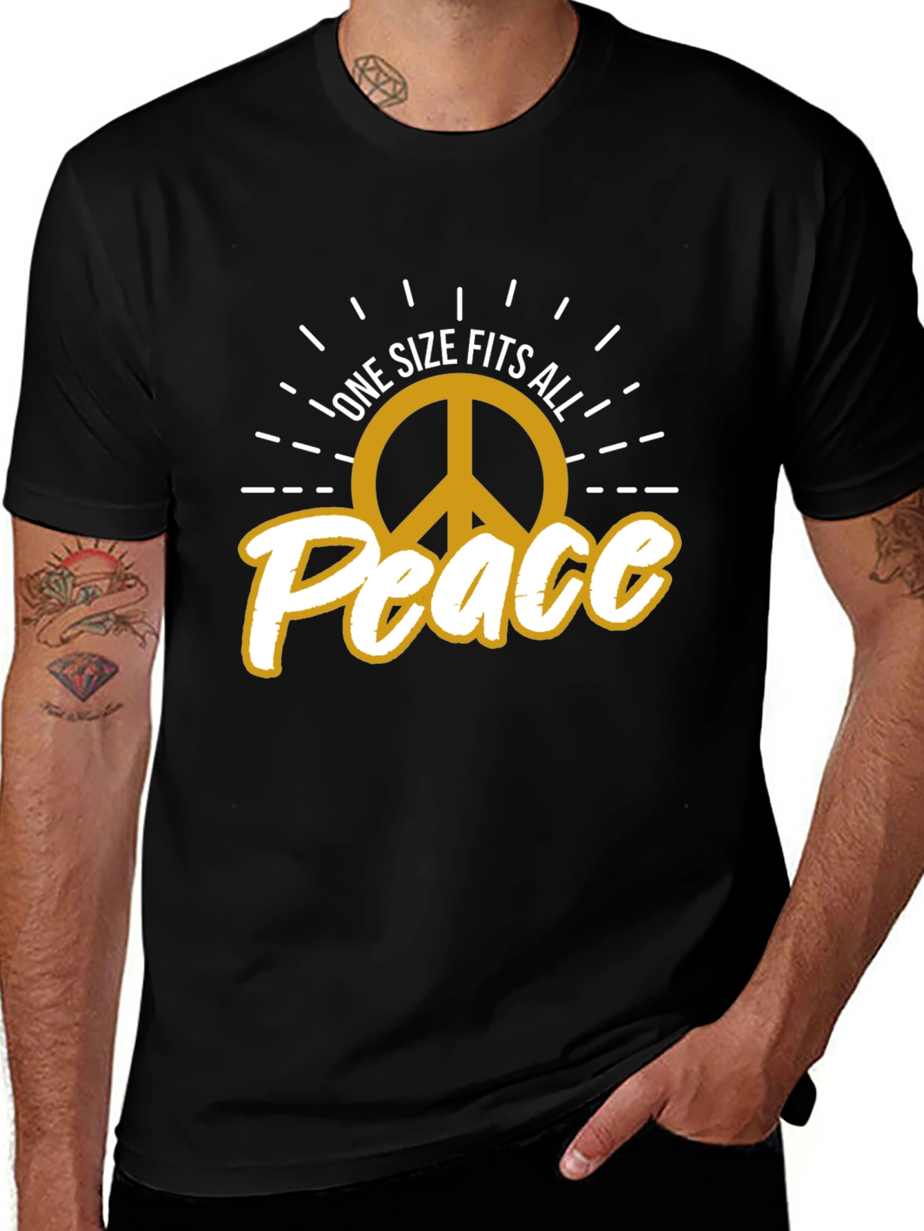 Variant 20 of One Size Fits All Peace T-Shirt - Black