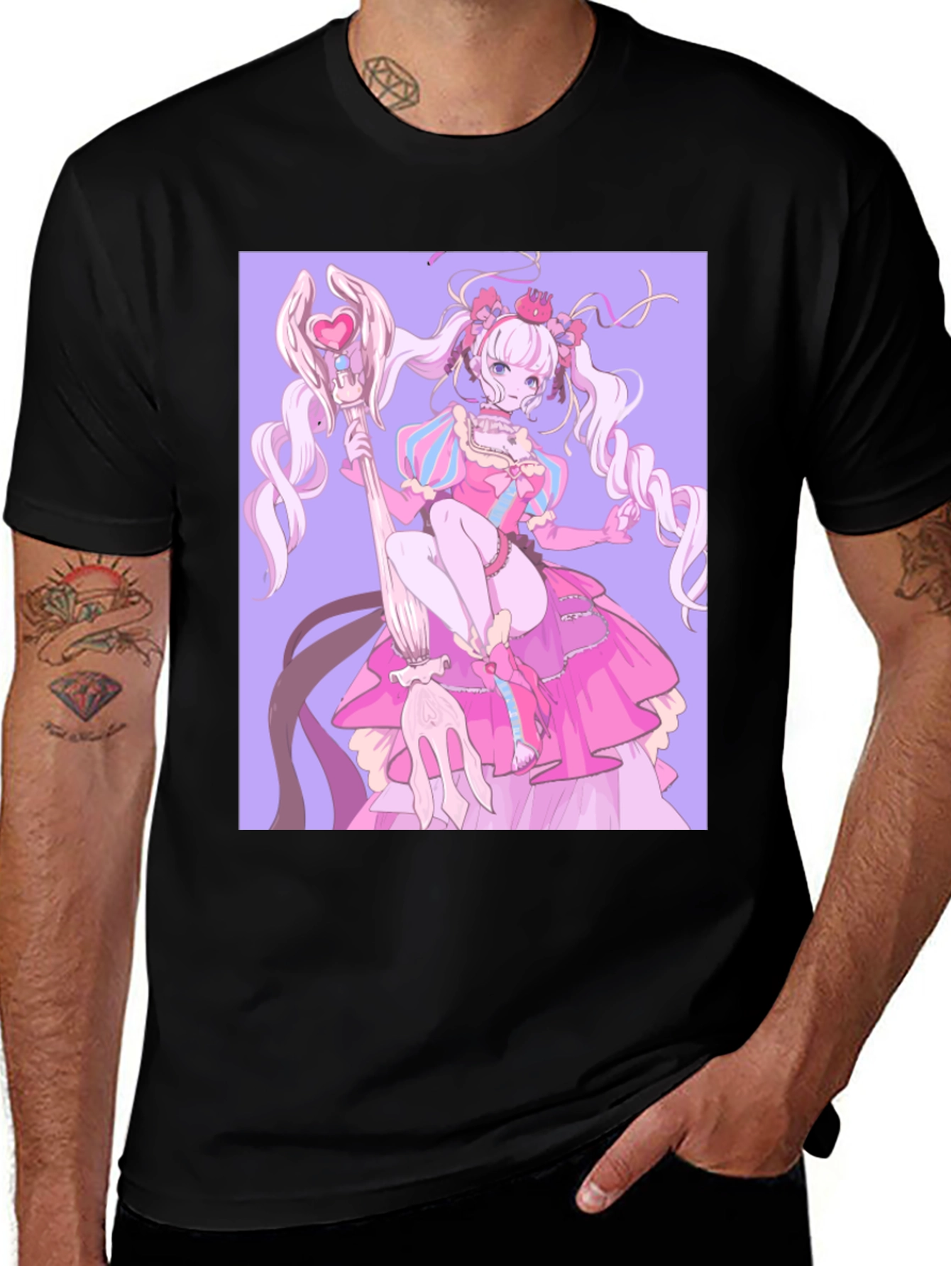Variant 10 of Anime Girl Graphic Black T-Shirt