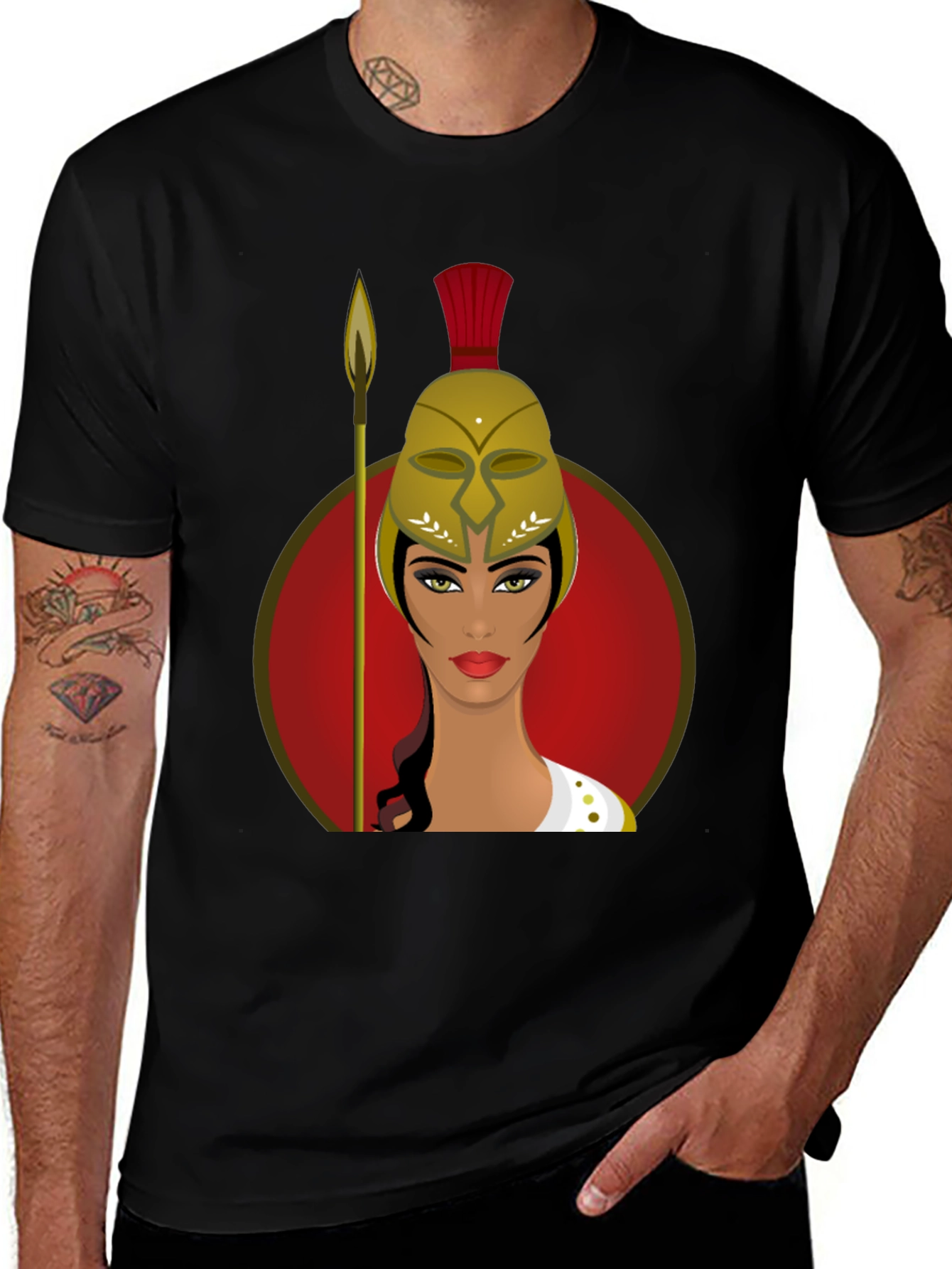 Variant 12 of Spartan Woman Graphic Tee - Classic Black T-Shirt