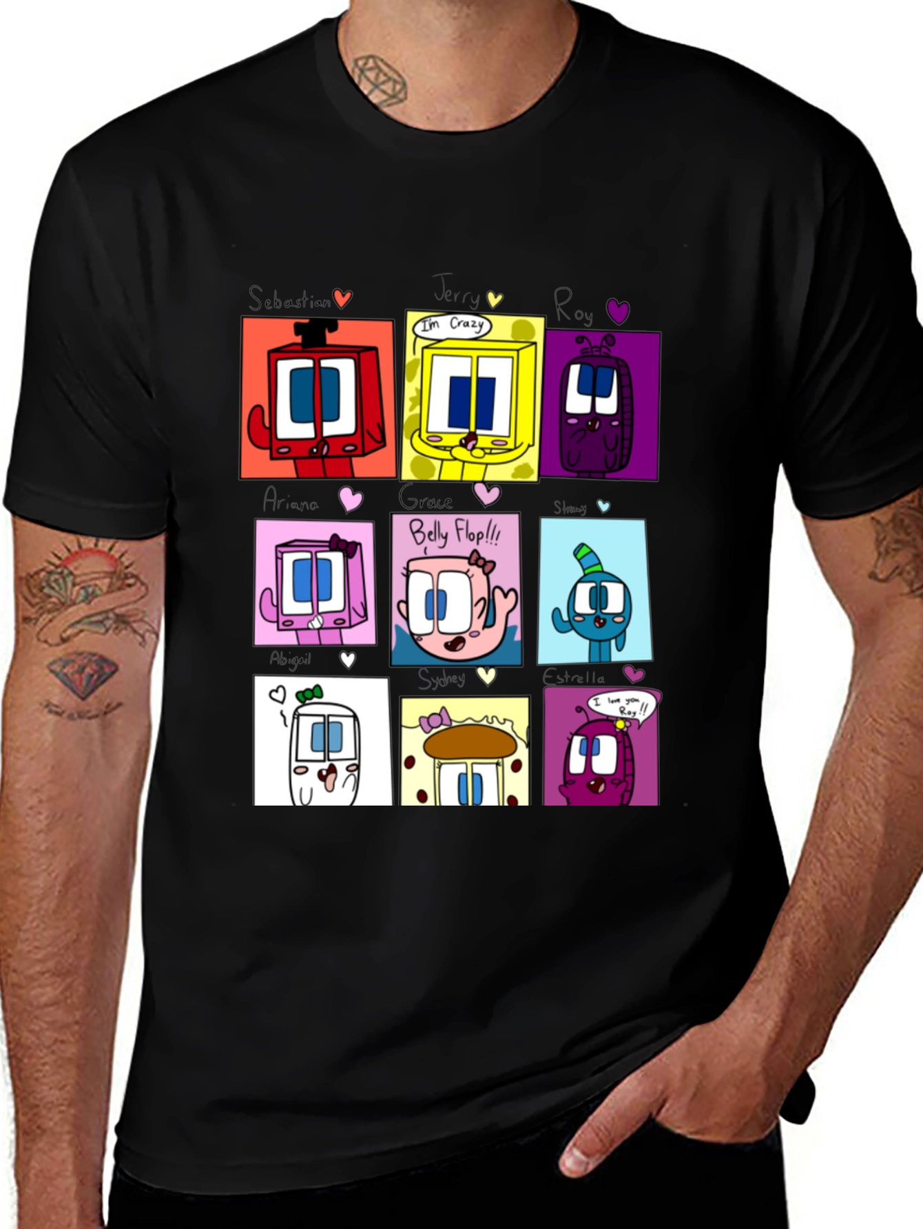Numberblocks Characters Black T-Shirt