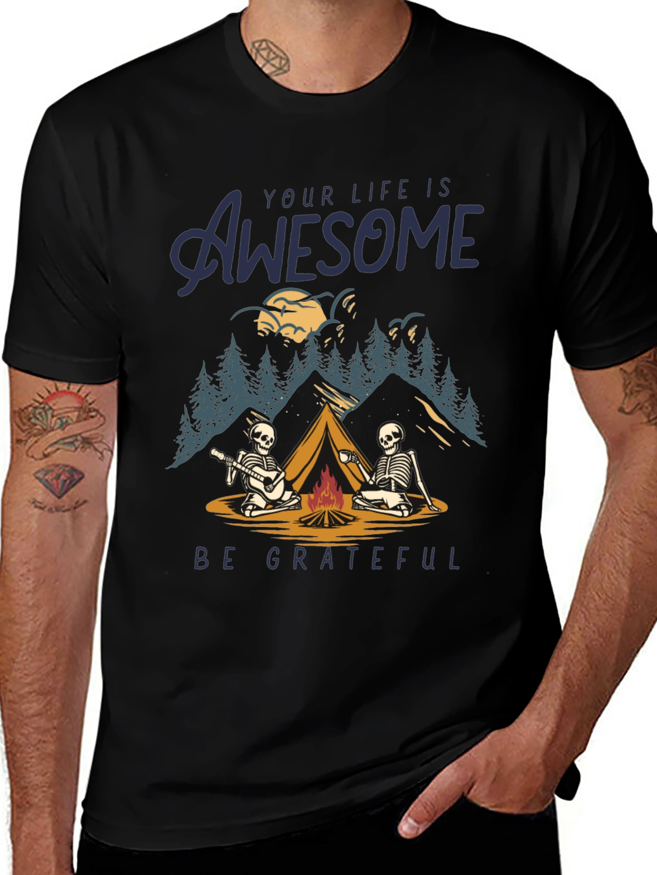 Variant 17 of Awesome Life Camping Skeleton Graphic T-Shirt