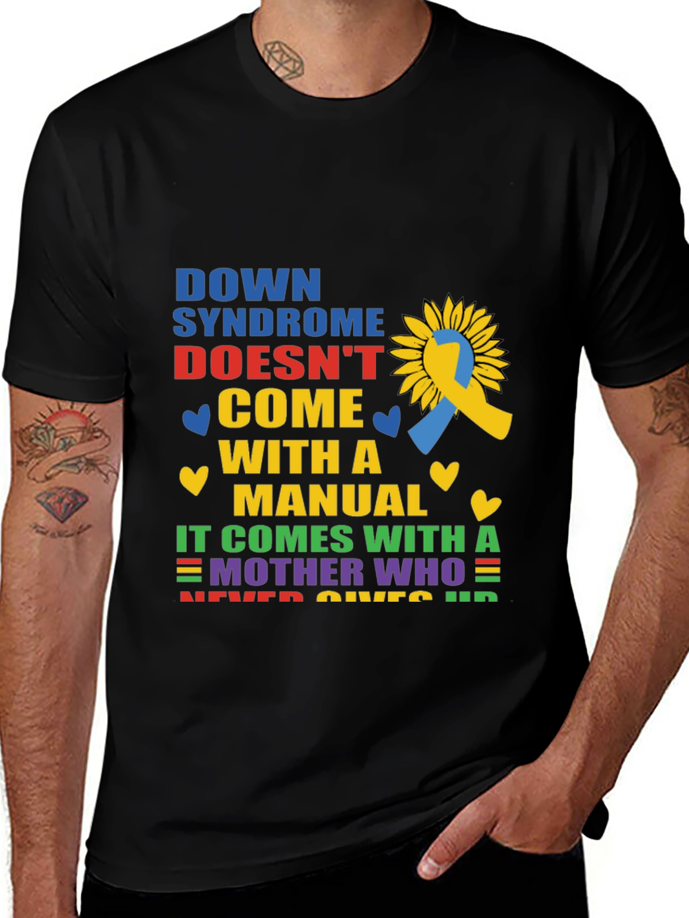 Down Syndrome Awareness T-Shirt Sunflower Ribbon