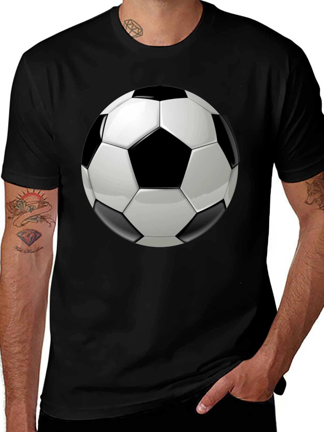 Variant 19 of Soccer Ball Graphic Black T-Shirt