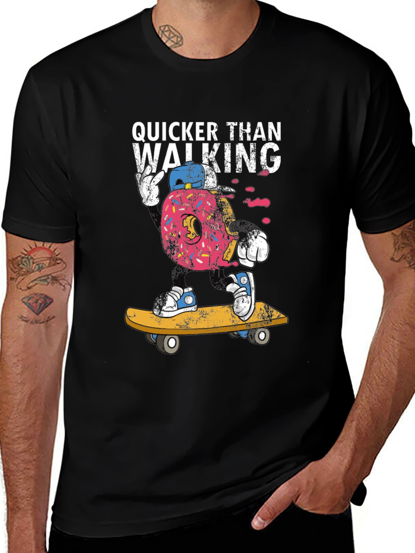 Quicker Than Walking Skateboard Doughnut Graphic Tee