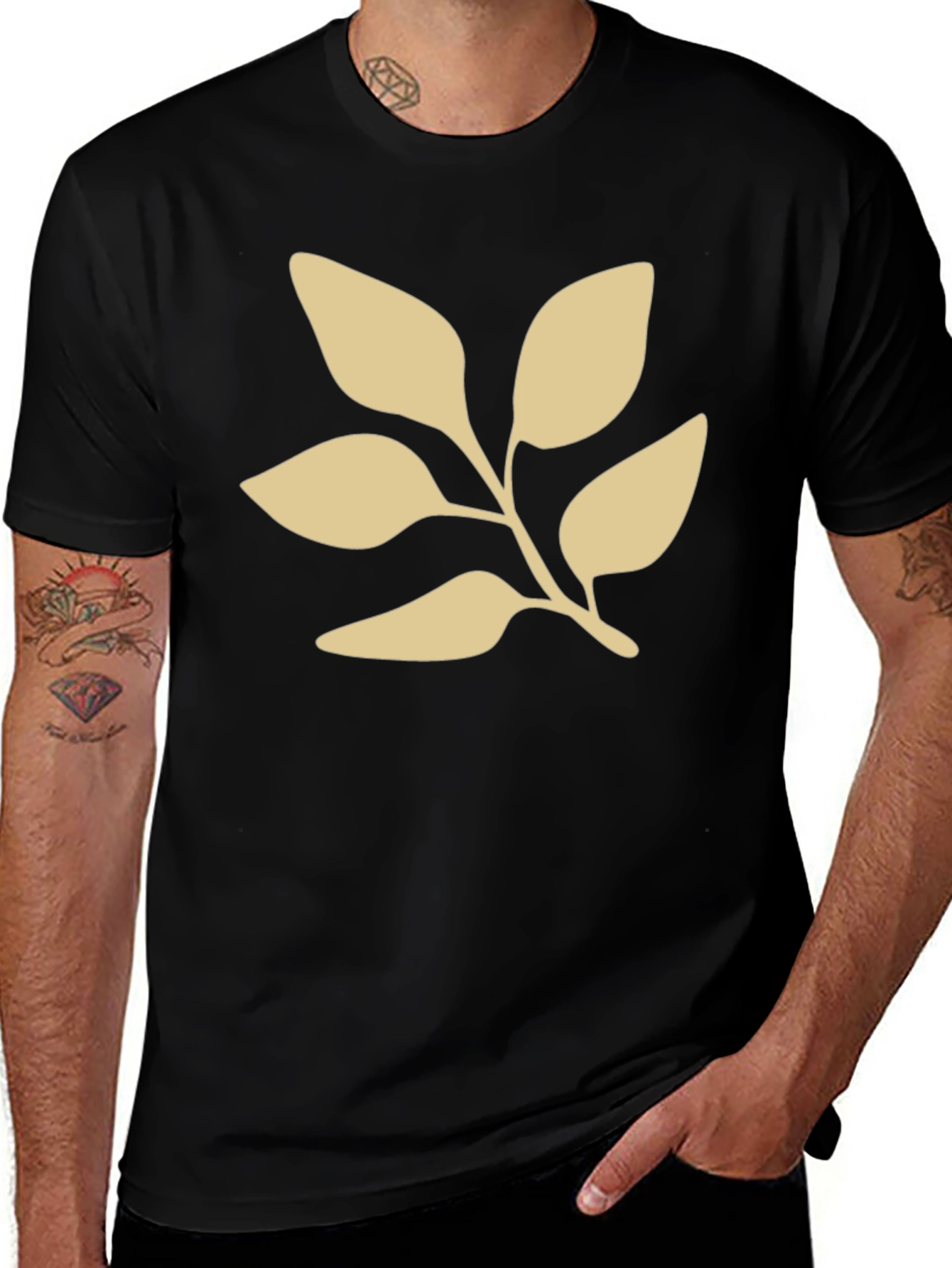 Variant 4 of Botanical Leaf Print Crew Neck T-Shirt