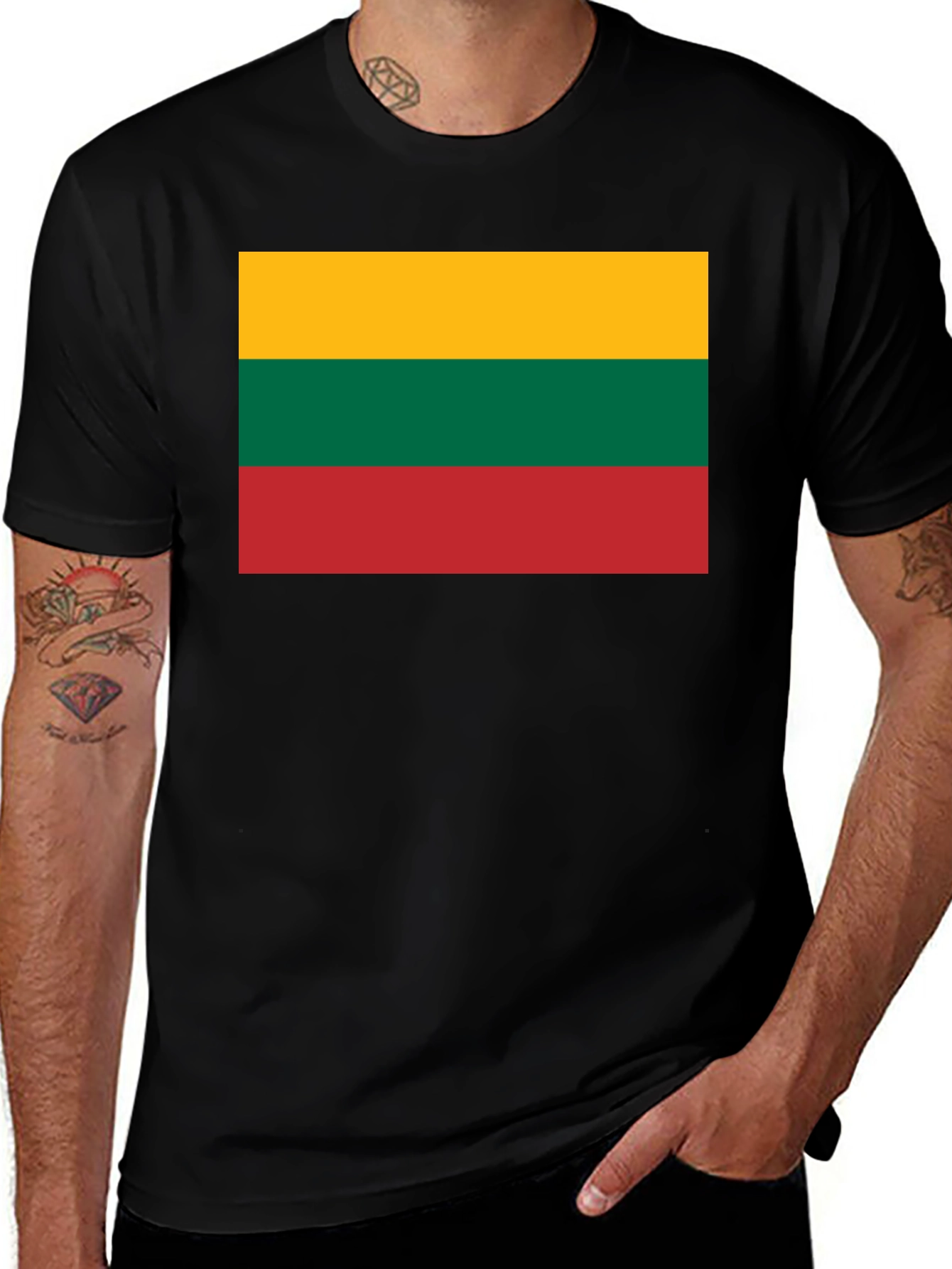 Lithuania Flag T-Shirt - Black Cotton Tee