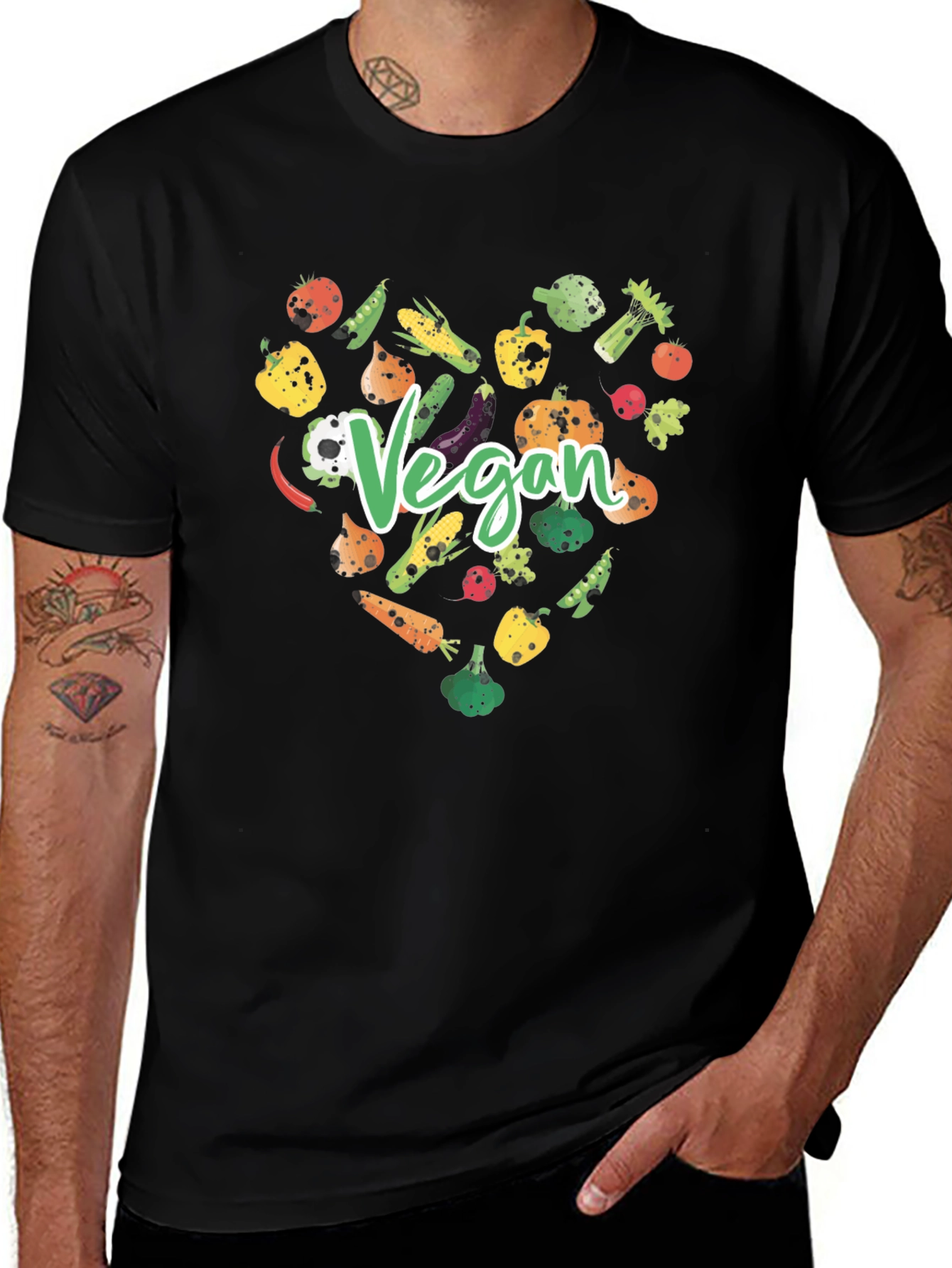 Variant 16 of Vegan Heart Graphic T-Shirt - Unisex Black Tee