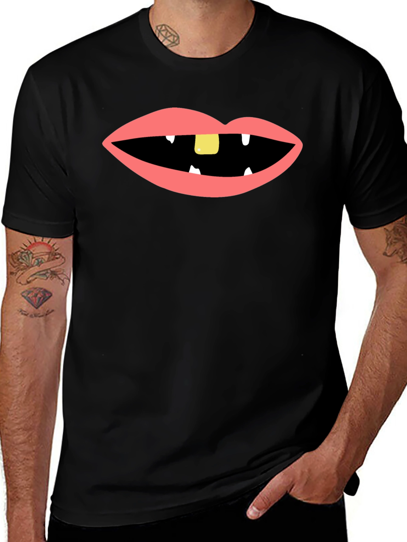 Variant 4 of Funny Mouth Black T-Shirt