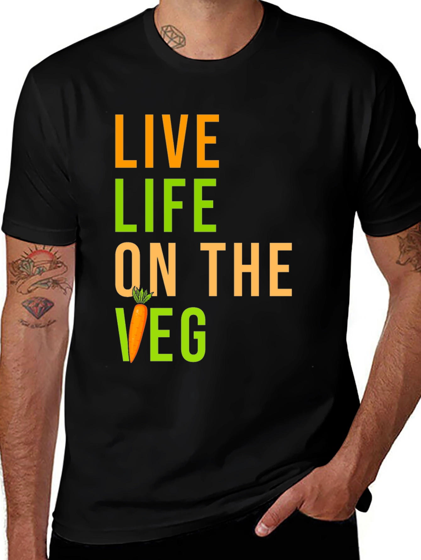 Live Life on the Veg Black Graphic Tee