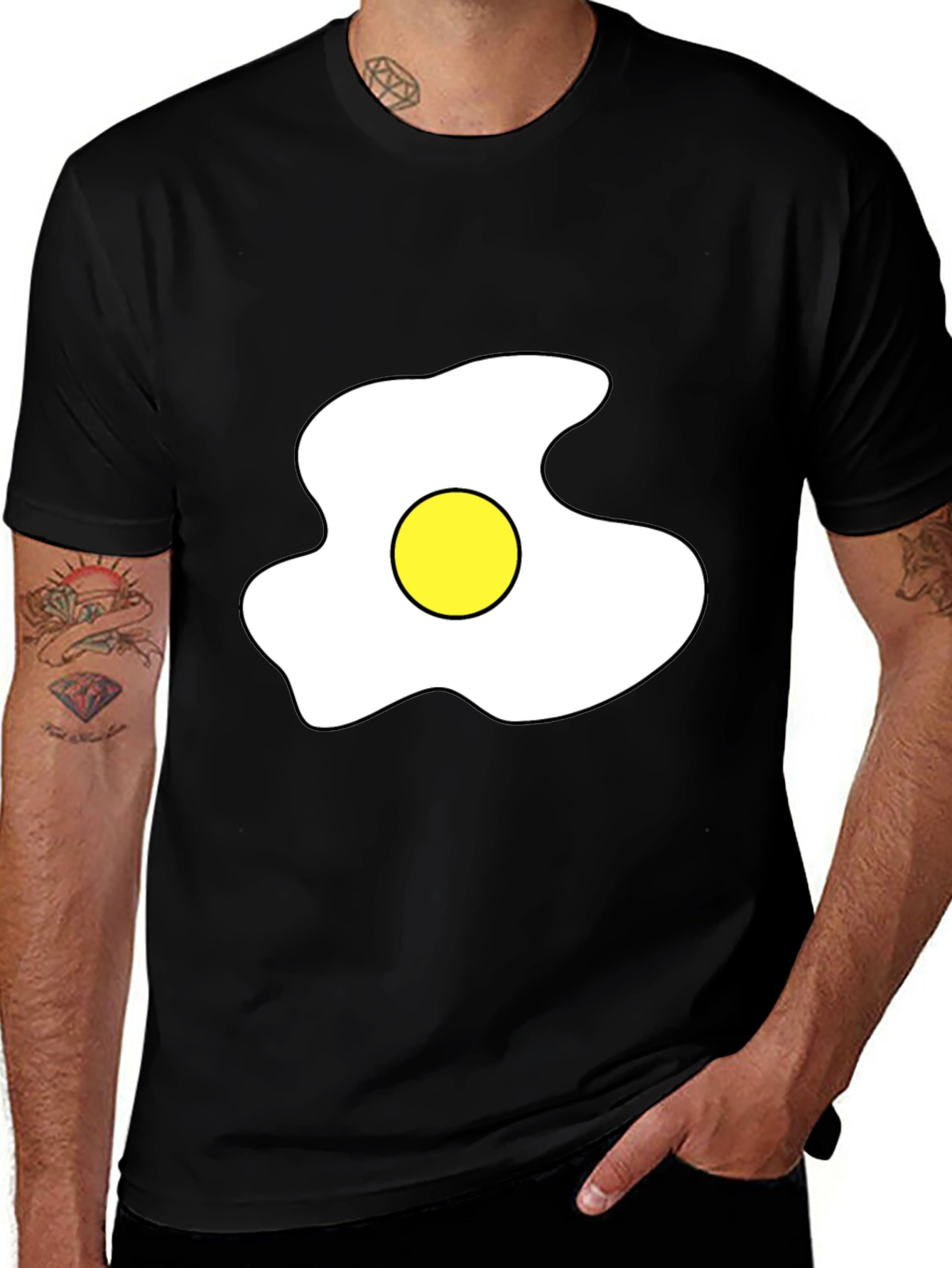 Variant 9 of Fried Egg Graphic Tee - Casual Black T-Shirt