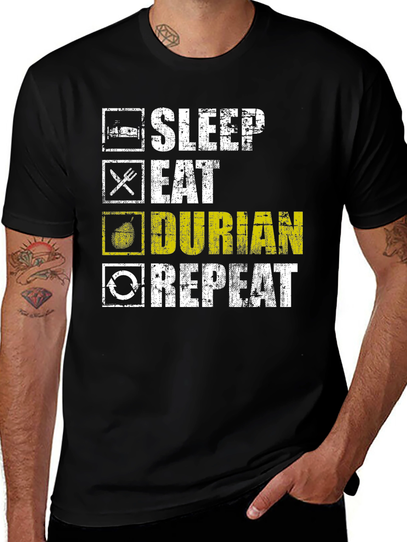 Sleep Eat Durian Repeat Black T-Shirt