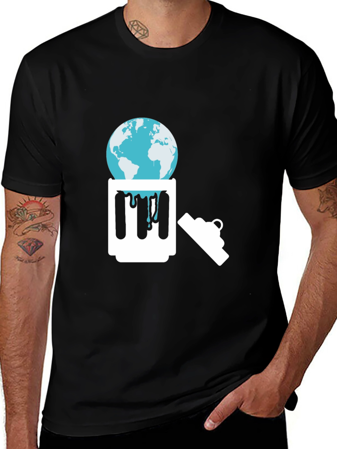 Variant 12 of Eco-Awareness Graphic Tee - Earth in Trash
