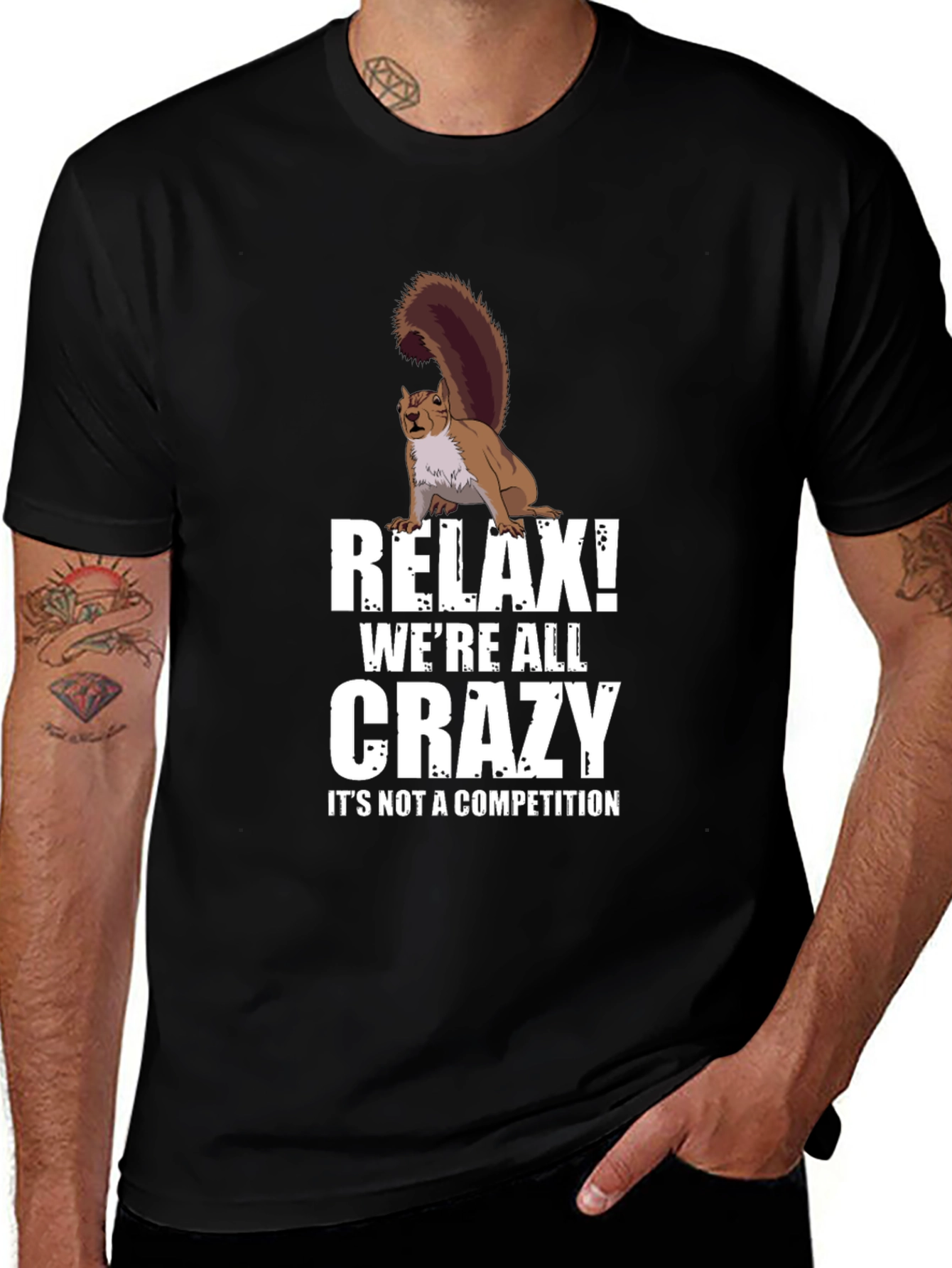 Black Relax Crazy Squirrel T-Shirt - Unisex main image