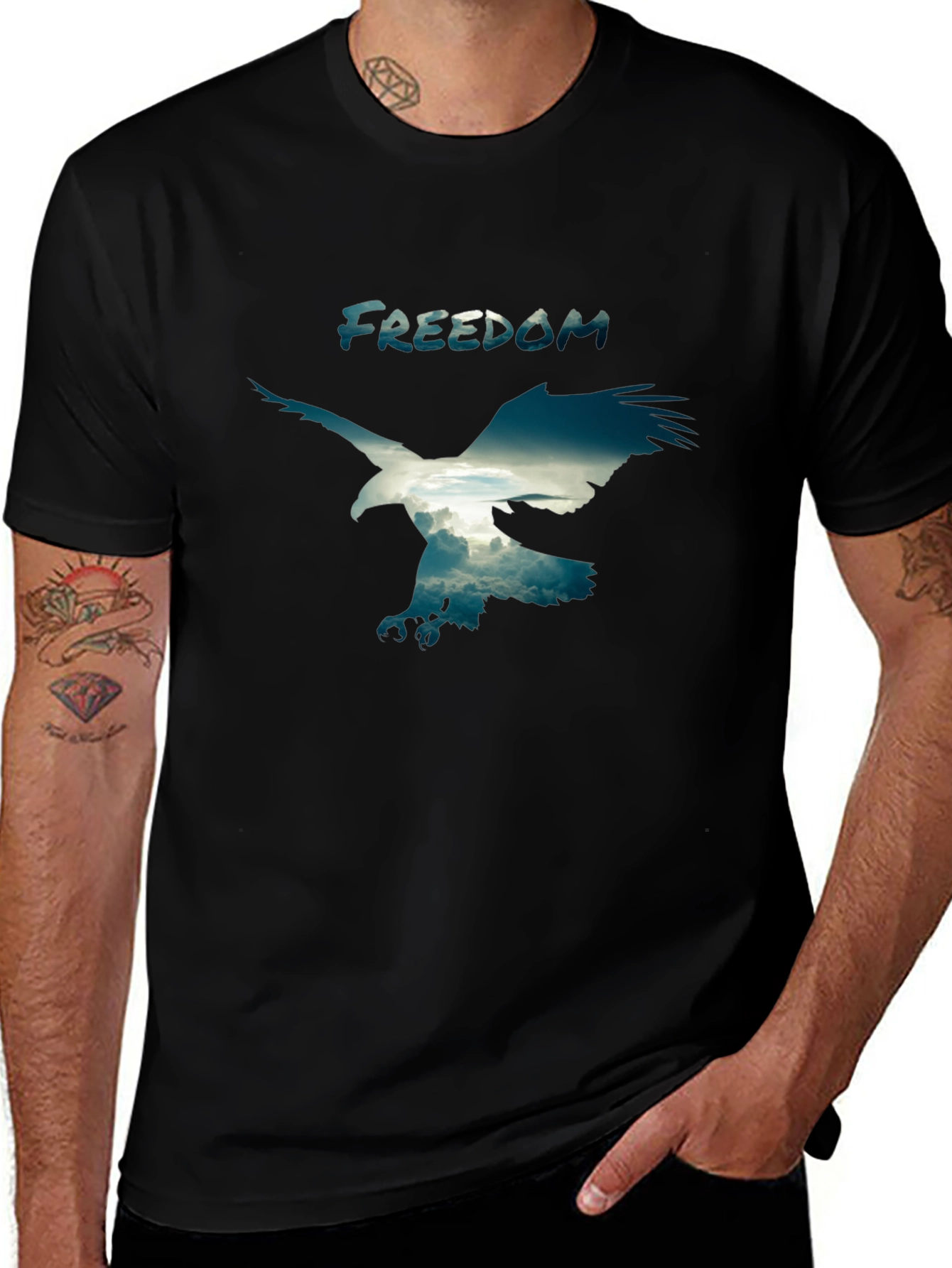 Variant 10 of Freedom Eagle Graphic Black T-Shirt