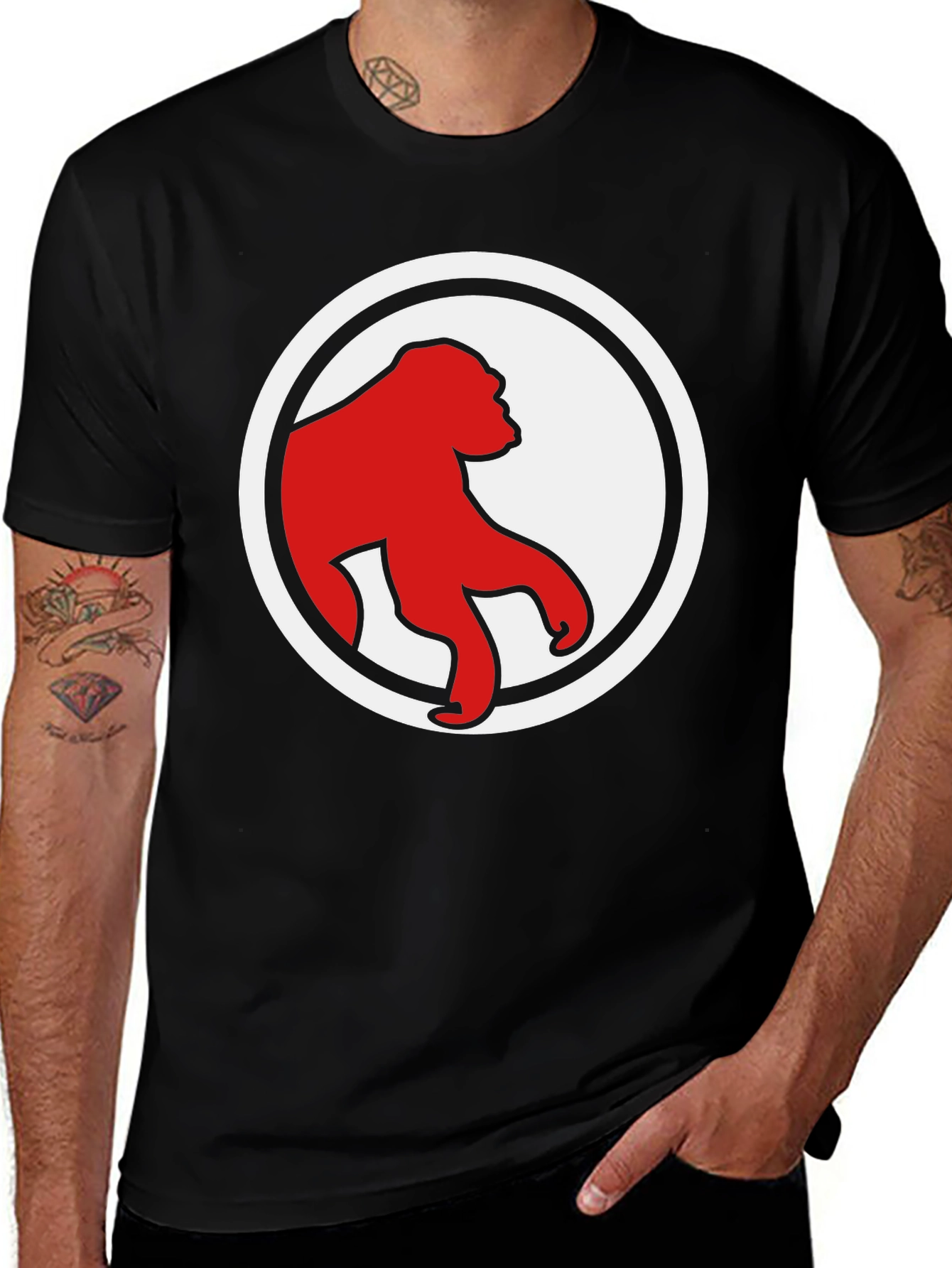 Variant 22 of Red Ape Graphic Tee - Modern Black Shirt