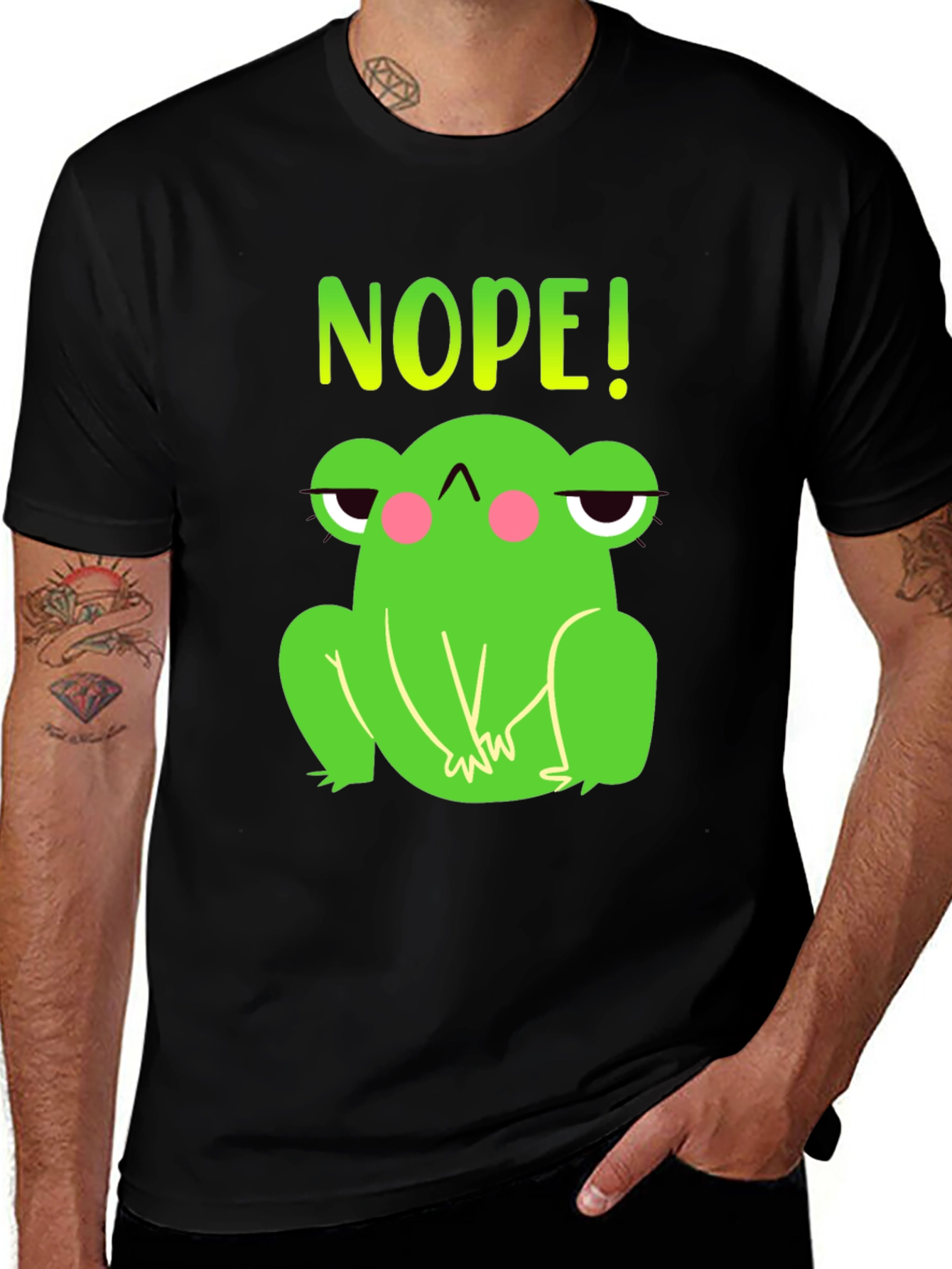 Variant 8 of Nope Frog Graphic Tee - Men's Black Cotton T-Shirt