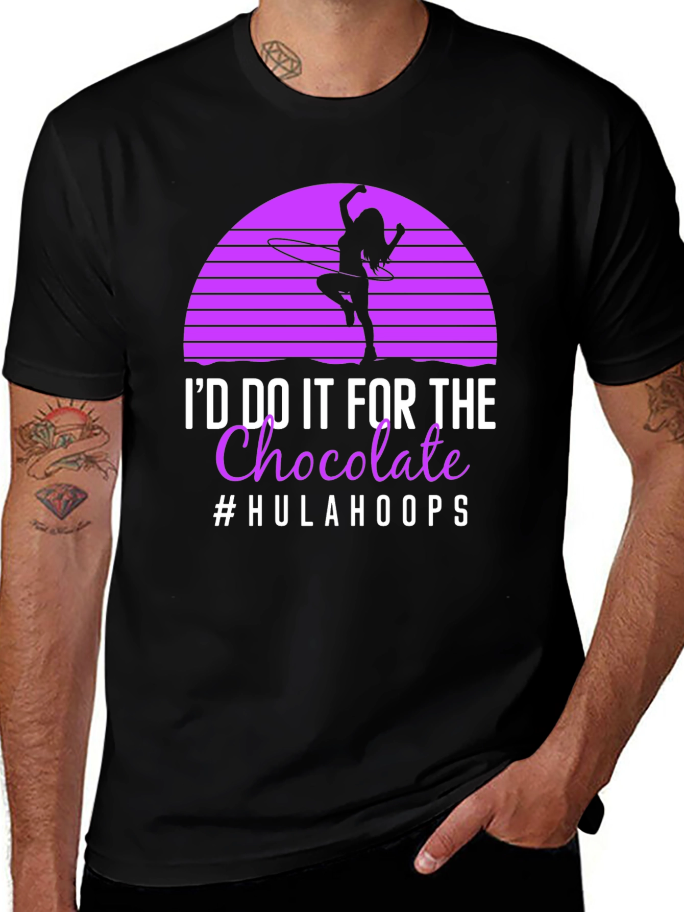 Black Hula Hoop Chocolate T-Shirt - Novelty Graphic Tee main image