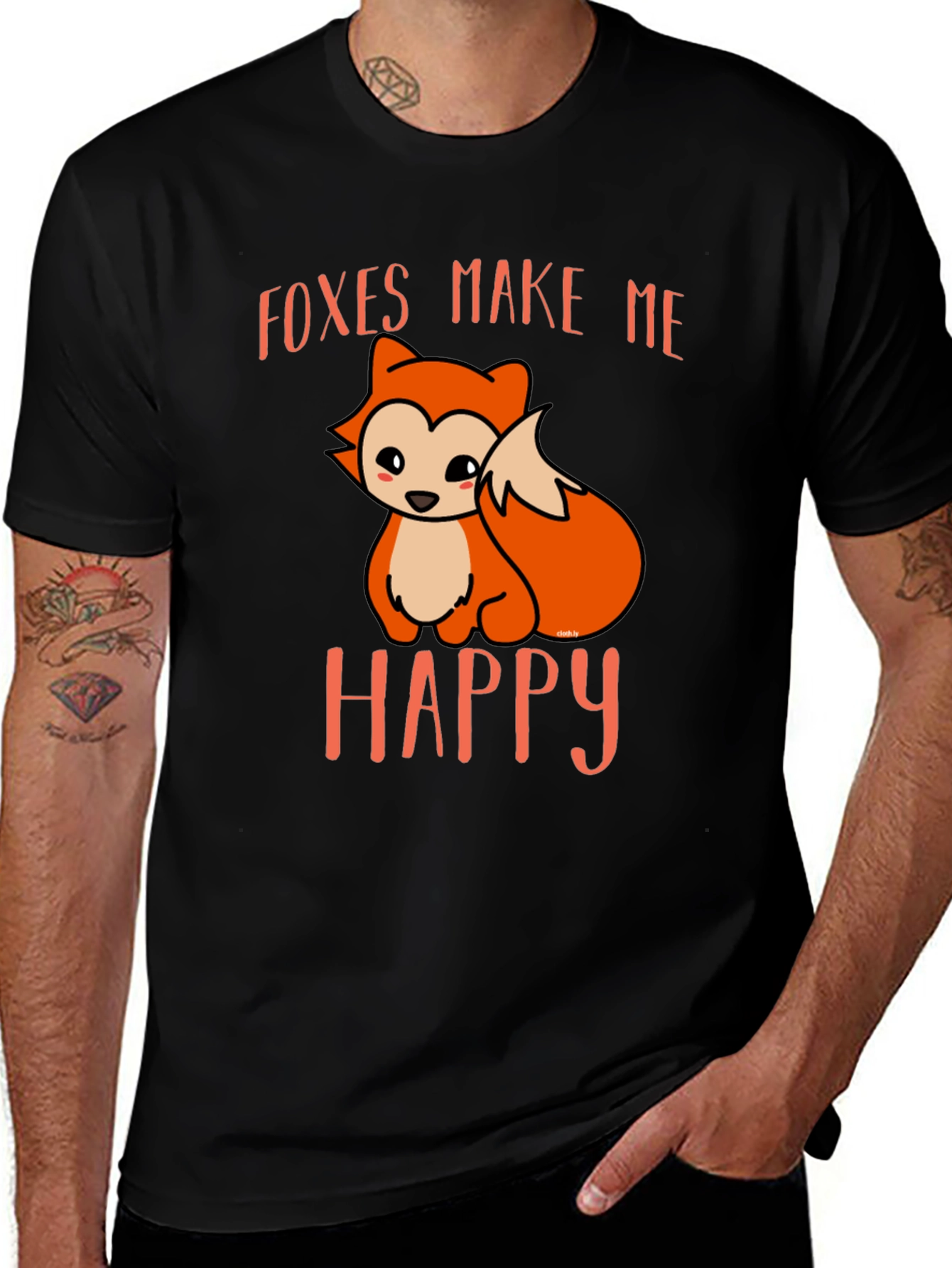 Black Foxes Make Me Happy Black T-Shirt main image