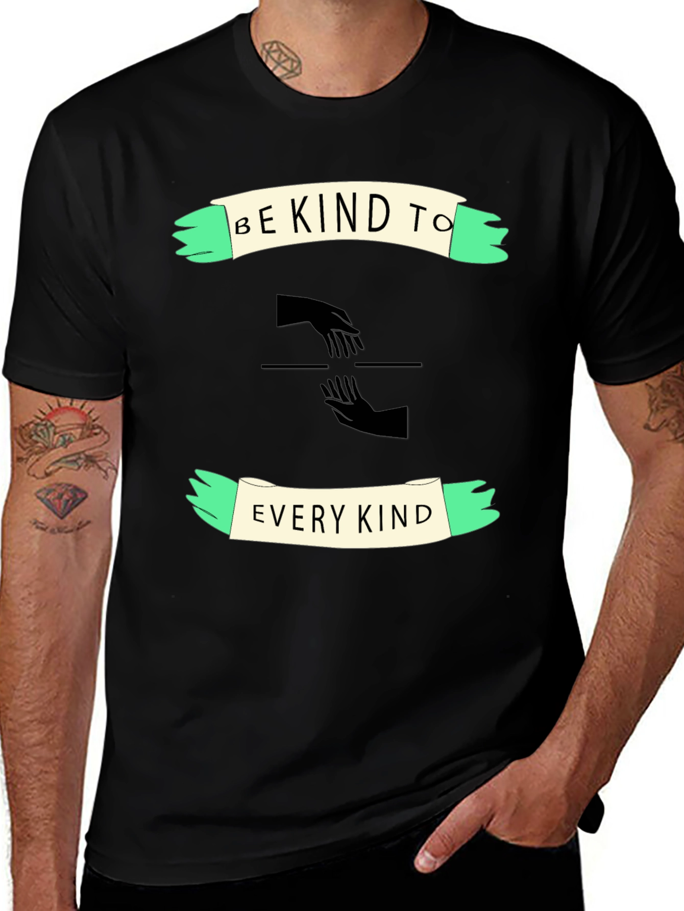 Variant 13 of Kindness Graphic Tee - Black Crew Neck T-Shirt