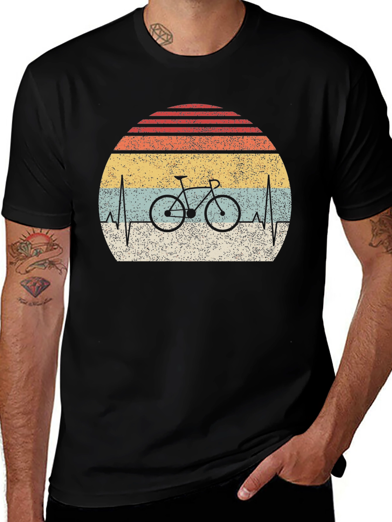 Variant 24 of Retro Bicycle Heartbeat T-Shirt