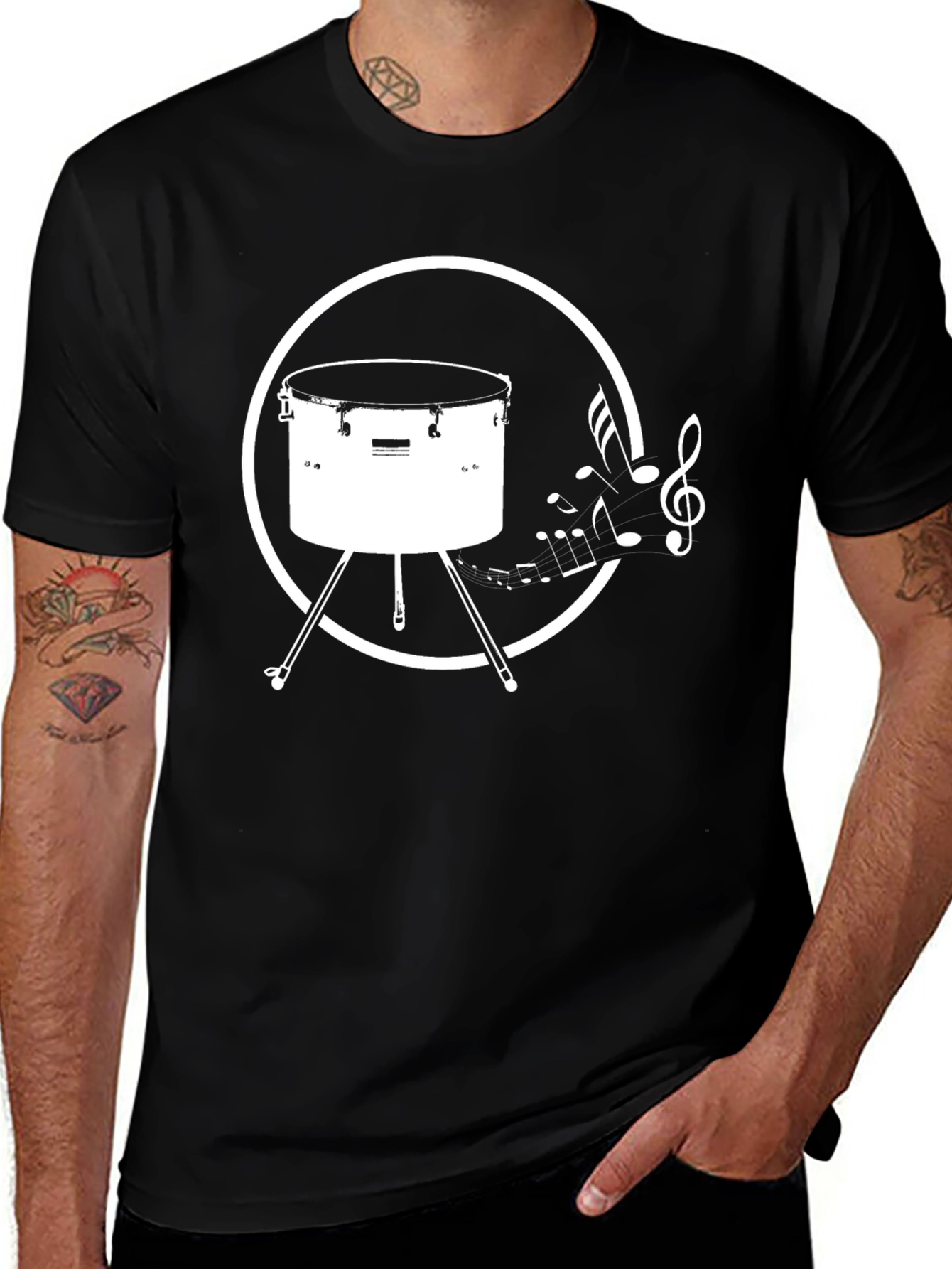 Variant 10 of Drum Music Notes Black T-Shirt