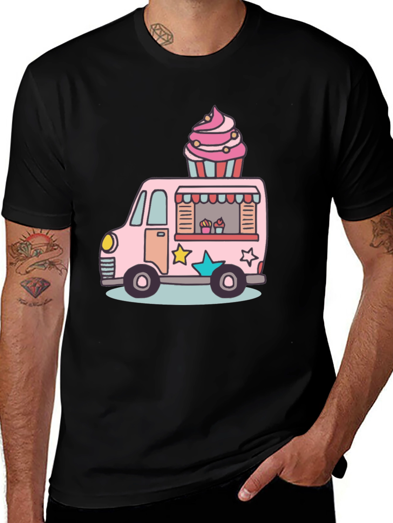 Variant 22 of Cupcake Truck Graphic T-Shirt - Novelty Foodie Tee