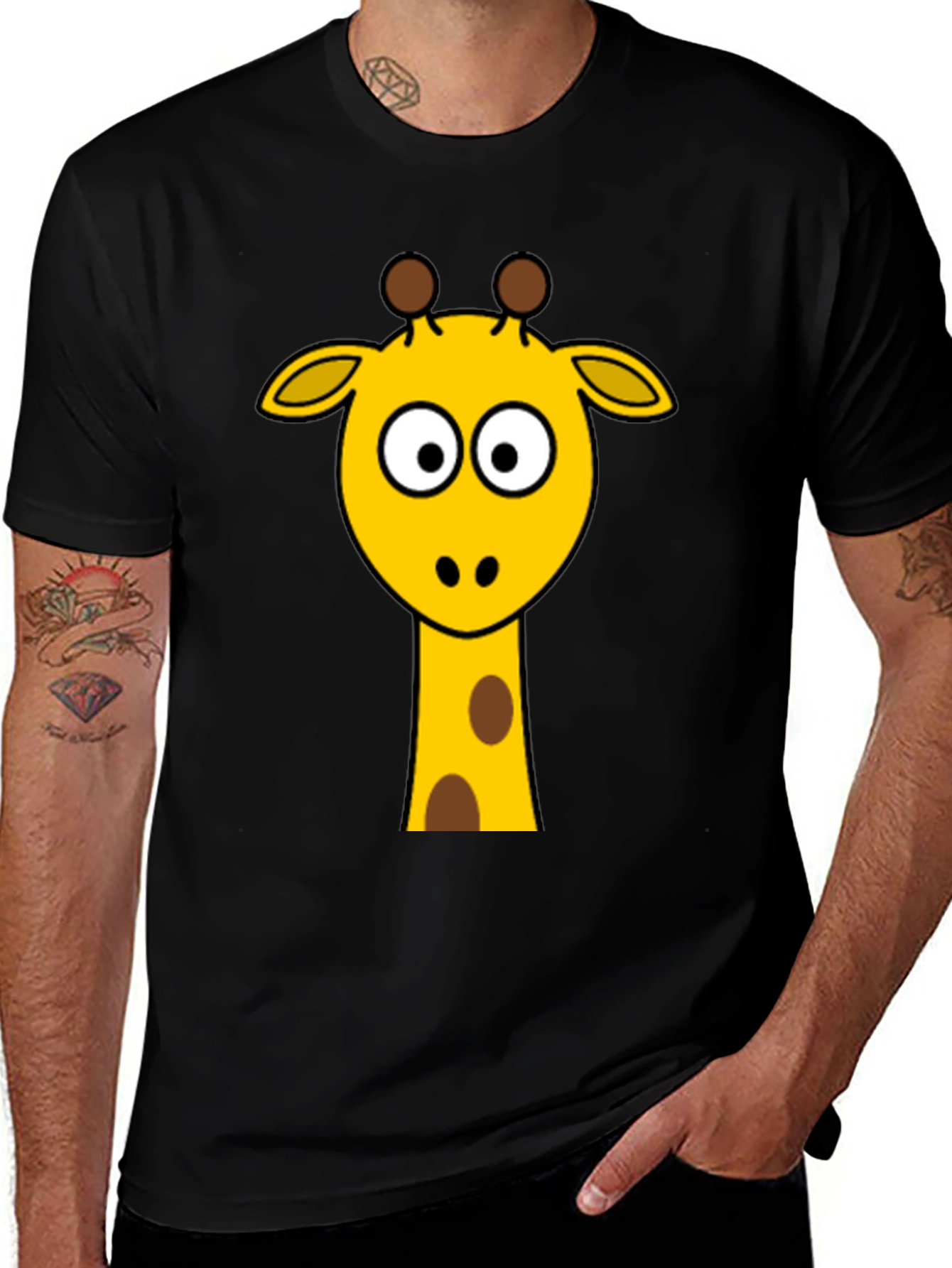Variant 19 of Giraffe Graphic Tee - Black Cotton T-Shirt