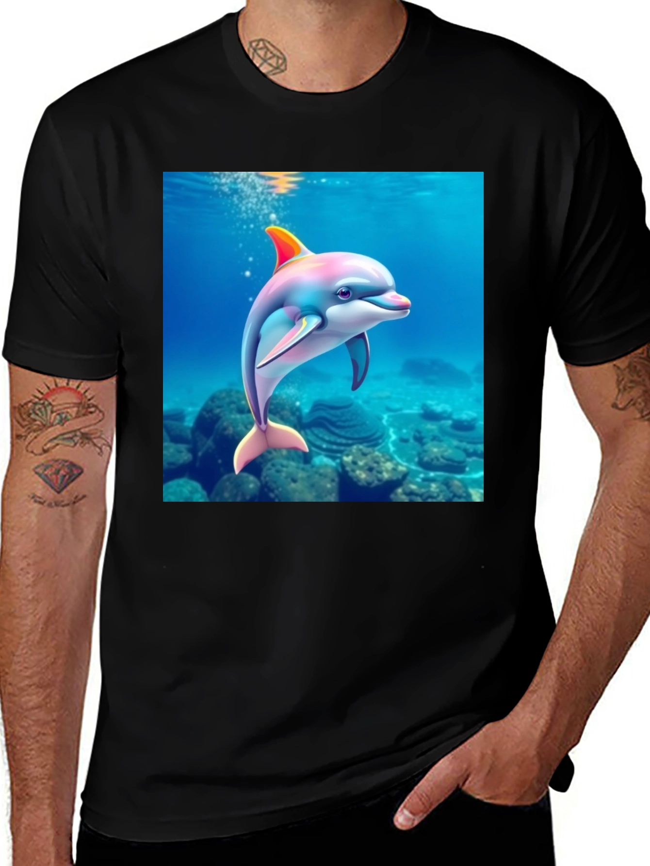 Variant 15 of Dolphin Graphic Black T-Shirt