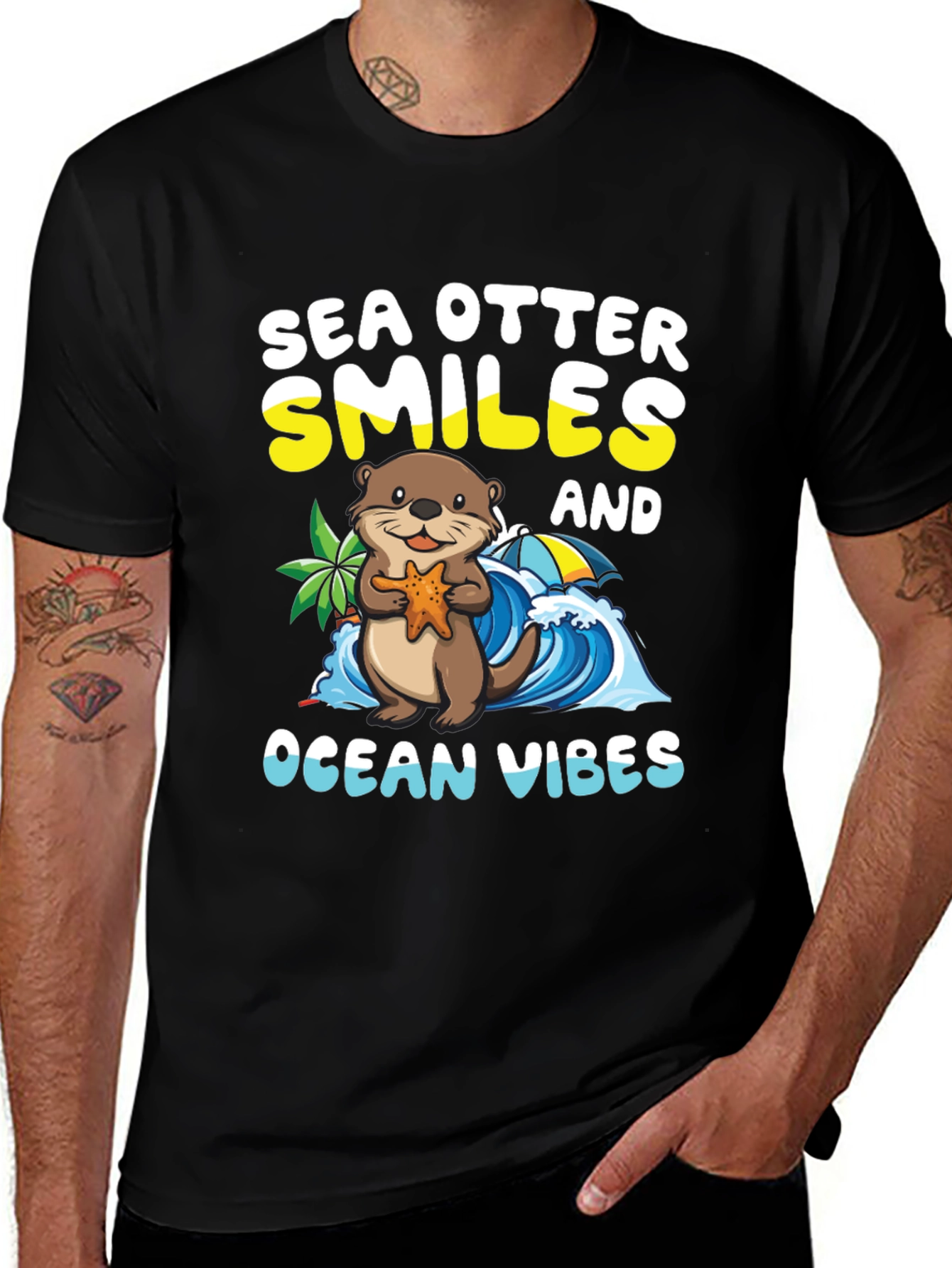 Black Sea Otter Smiles Ocean Vibes T-Shirt main image