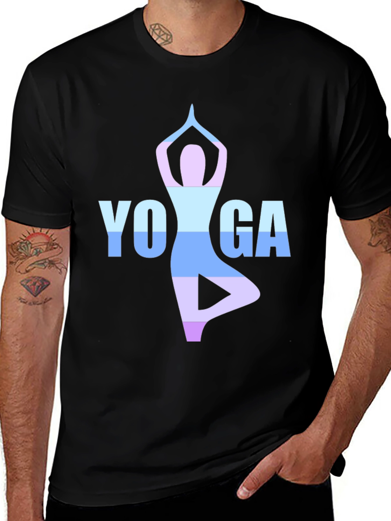Variant 13 of Yoga Pose Graphic Tee - Black Cotton T-Shirt