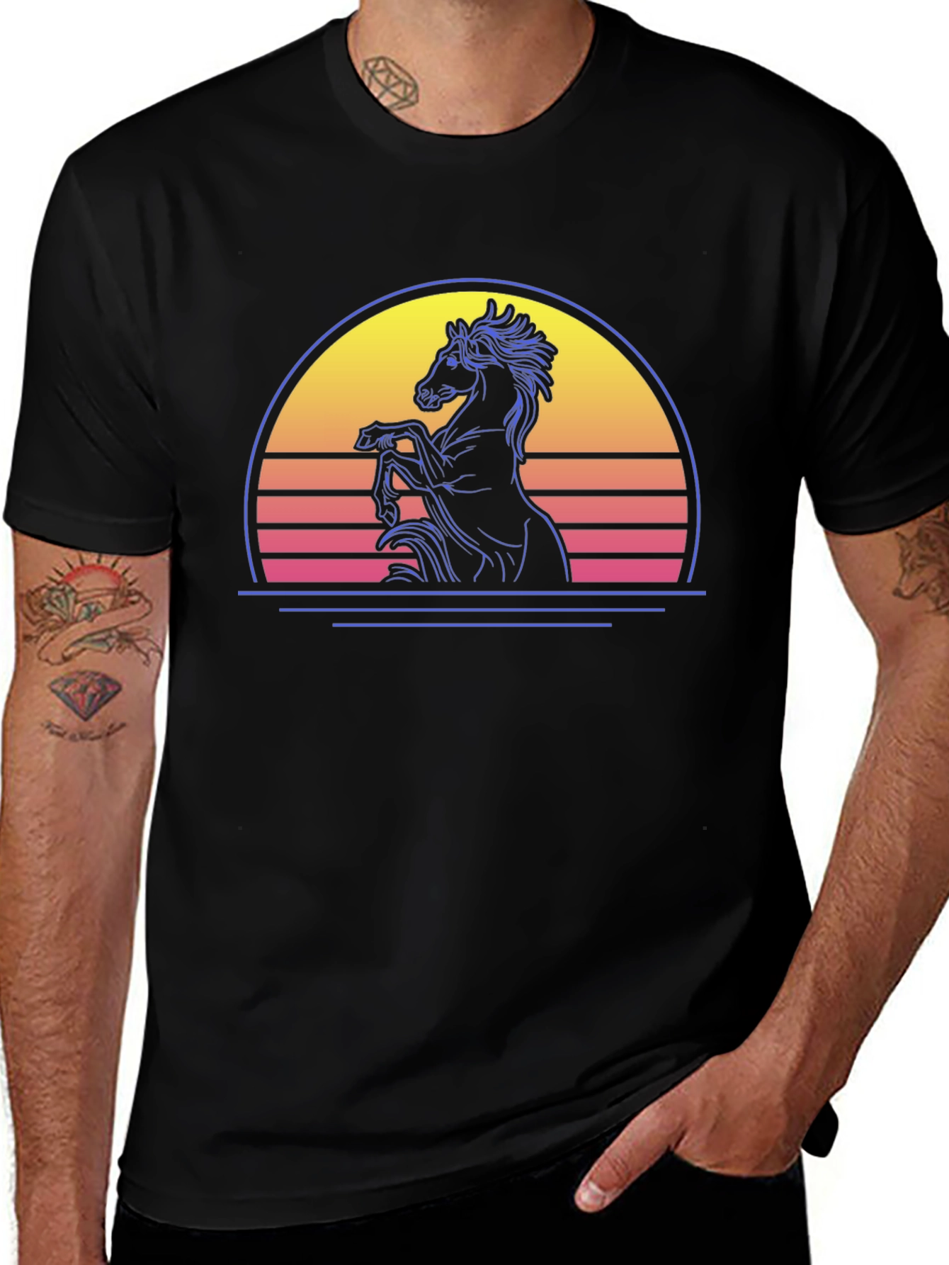 Variant 15 of Retro Horse Sunset T-Shirt - Stylish Graphic Tee