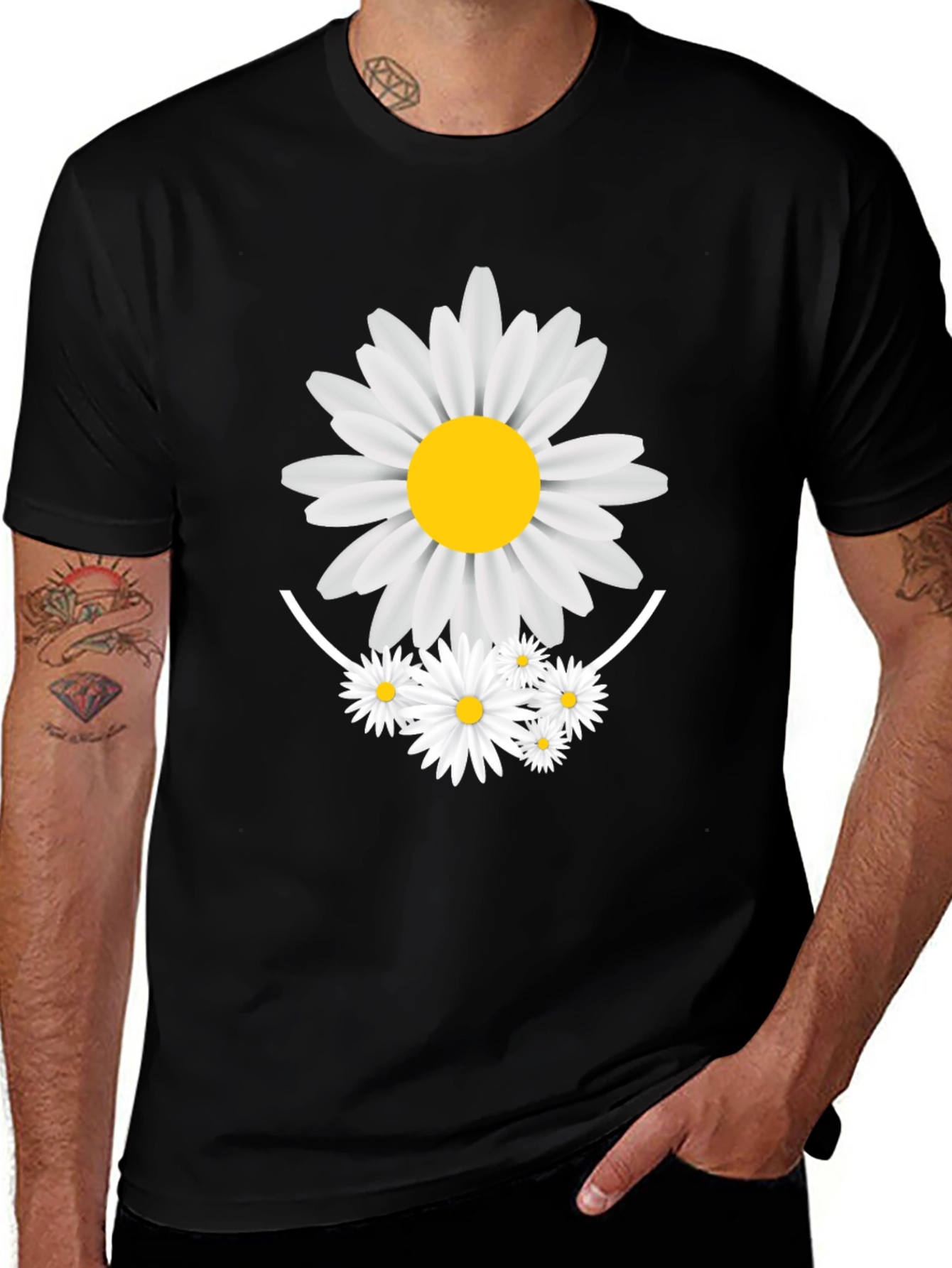 Variant 27 of Daisy Graphic Black T-Shirt