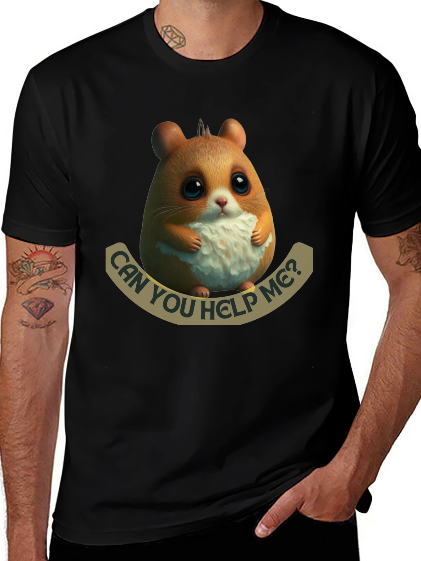 Variant 6 of Cute Hamster 'Can You Help Me?' Graphic T-Shirt