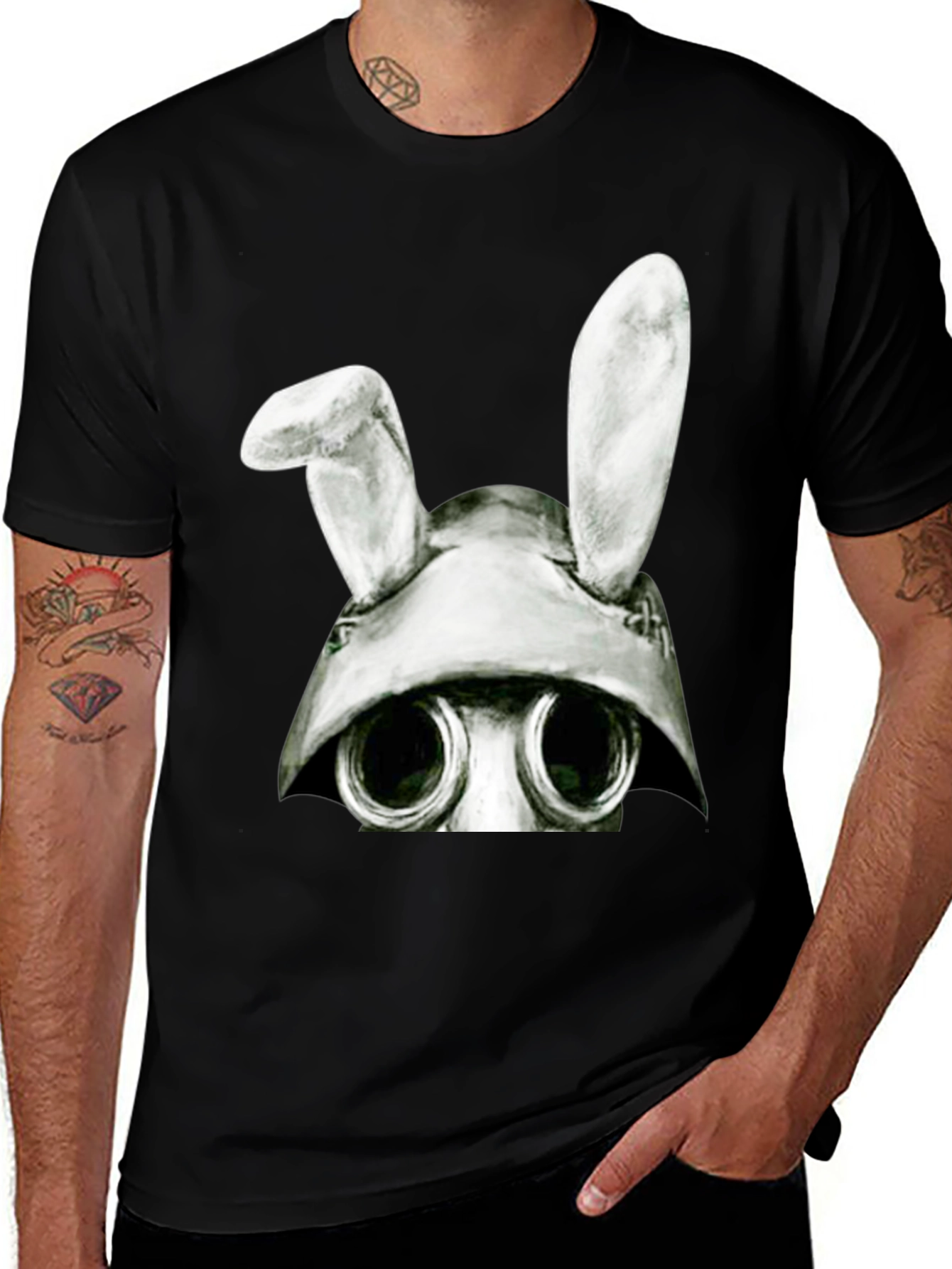 Variant 26 of Bunny Gas Mask T-Shirt - Dark Humor Tee
