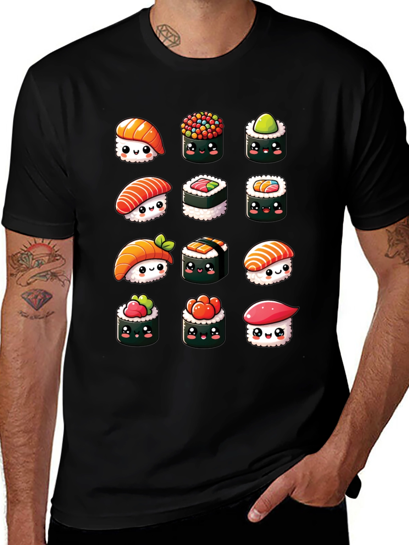 Variant 19 of Cute Sushi Graphic T-Shirt - Kawaii Food Tee