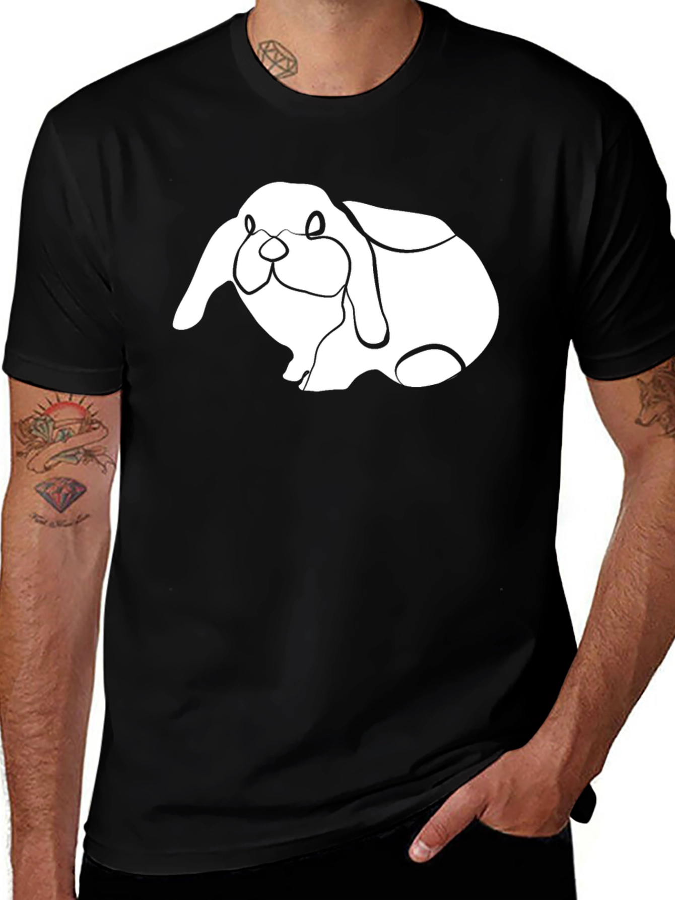 Variant 19 of Rabbit Graphic Tee - Black Cotton T-Shirt
