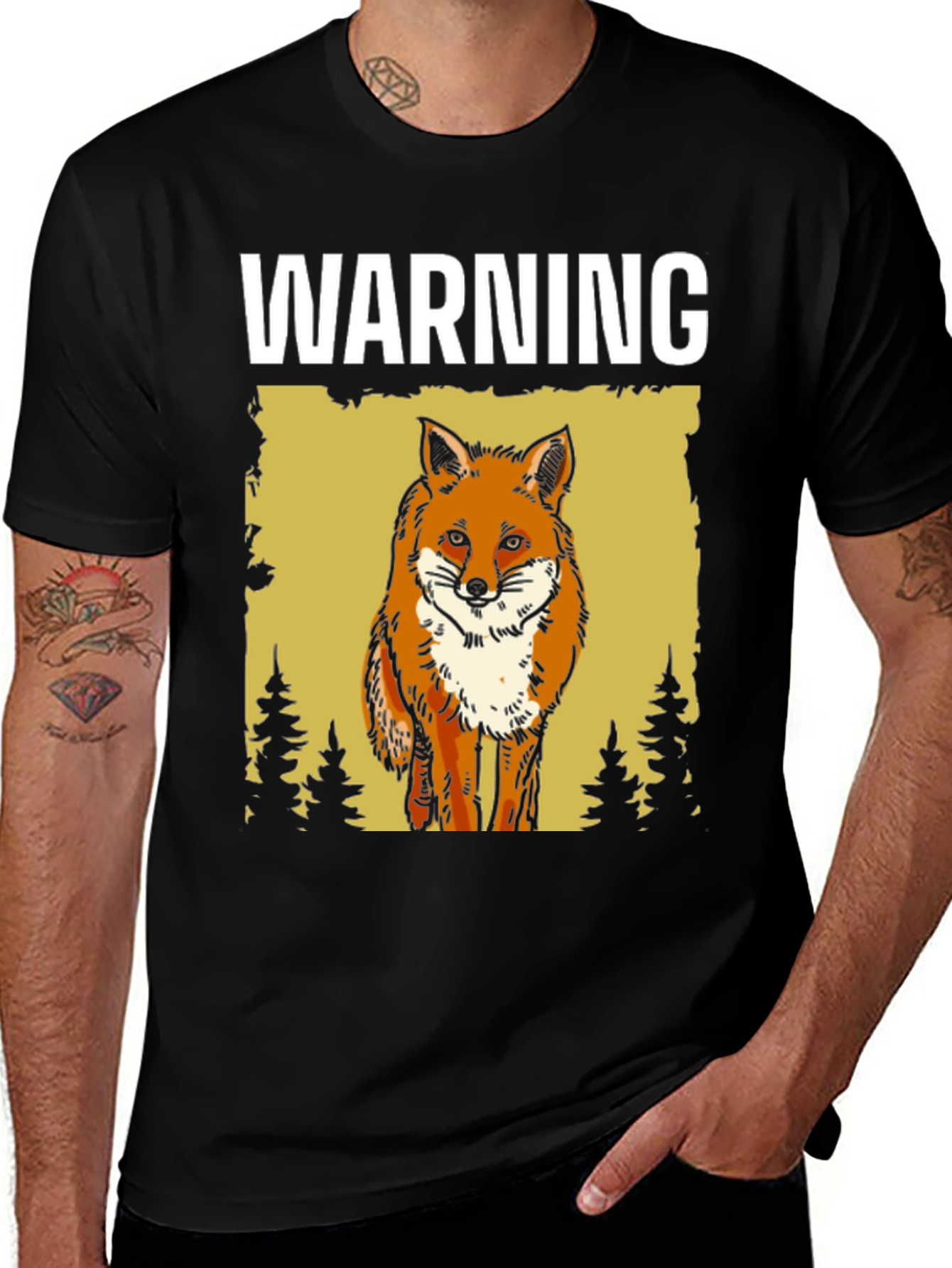 Variant 5 of Warning Fox Graphic T-Shirt - Nature Lover Tee
