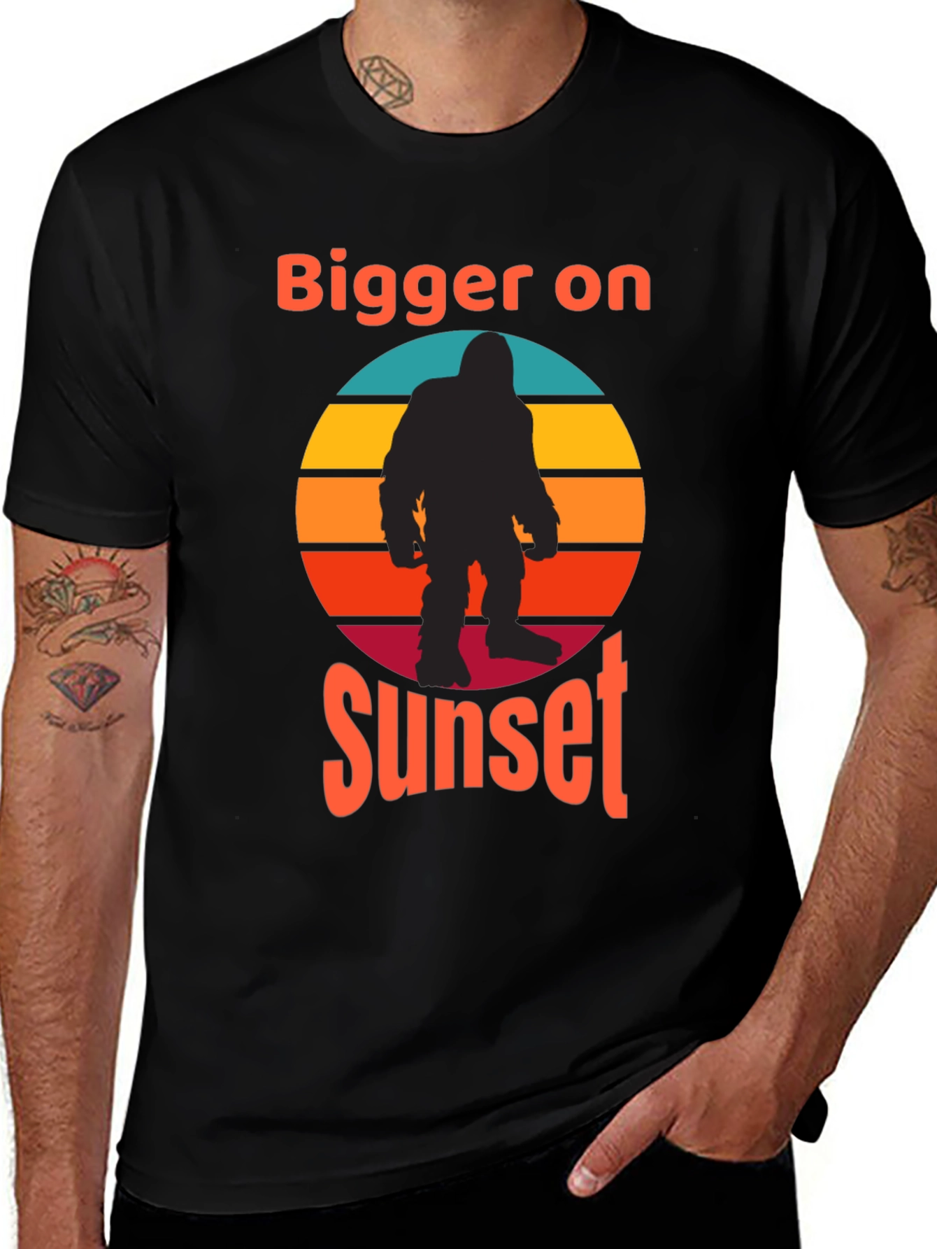 Variant 2 of Bigger on Sunset Retro Bigfoot T-Shirt