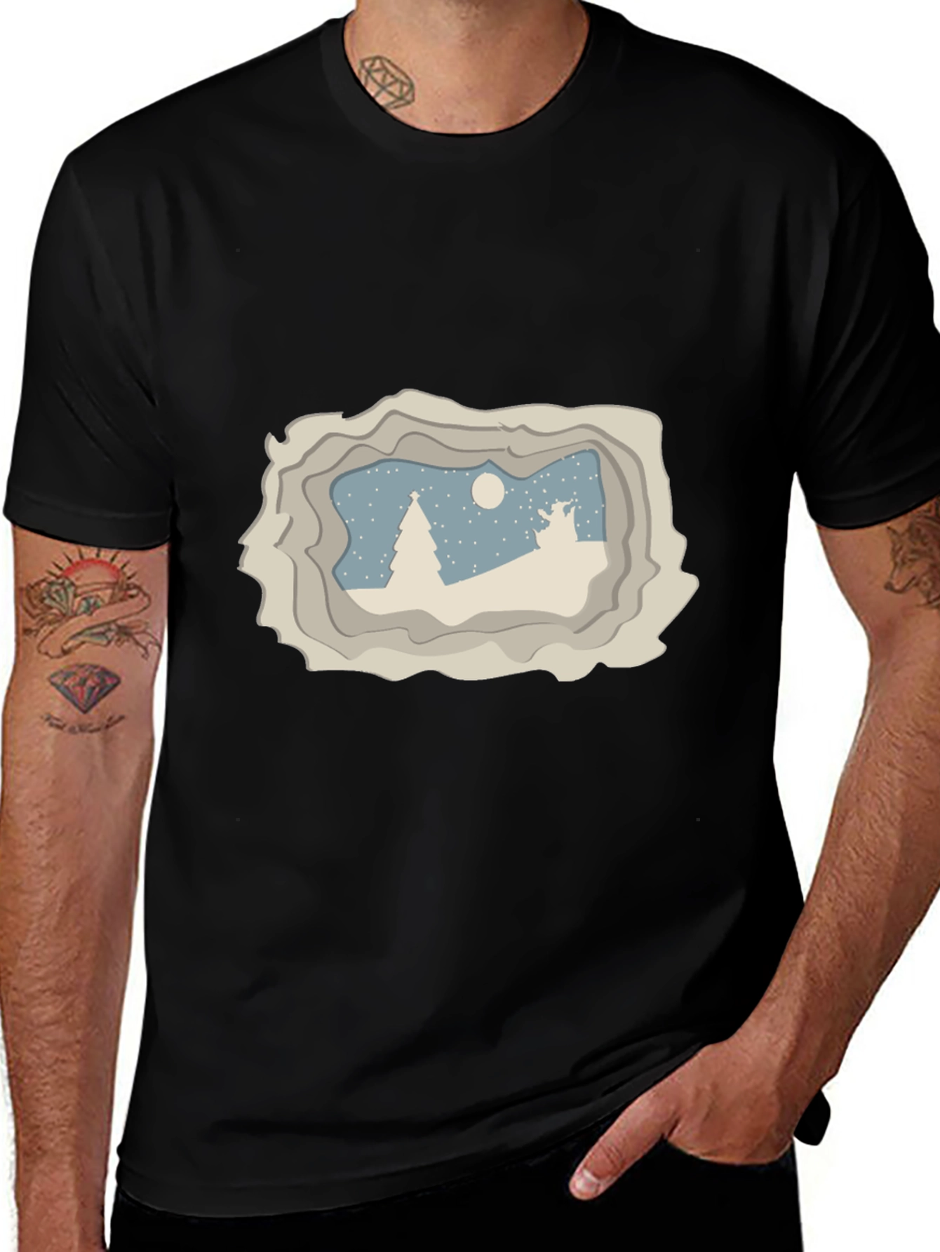 Winter Scene Graphic Tee - Black