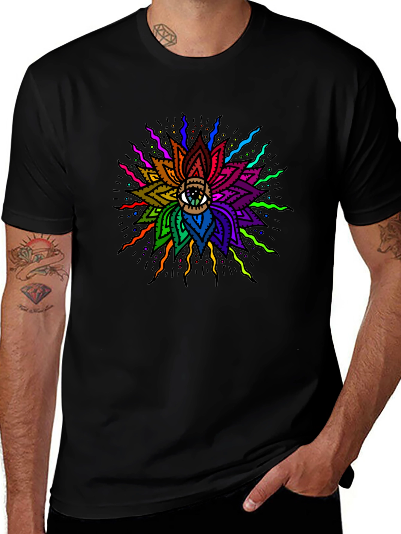 Variant 15 of Eye of the Lotus Graphic T-Shirt - Men's Black Tee