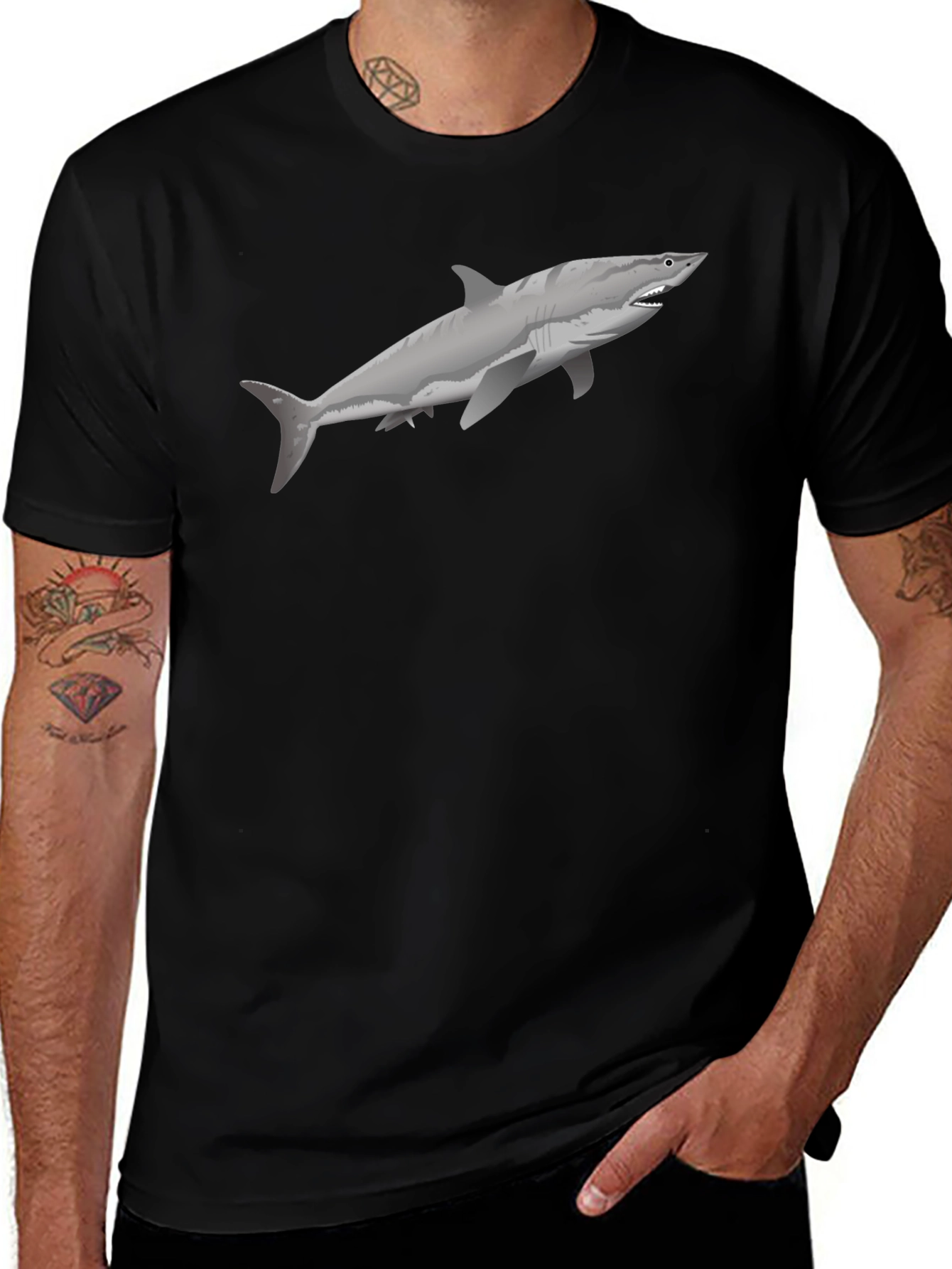 Variant 10 of Shark Graphic Tee - Black Cotton T-Shirt