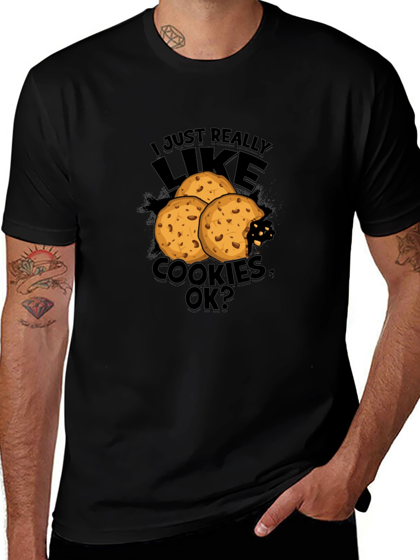 Variant 25 of Cookie Lover Graphic Tee - Black T-Shirt